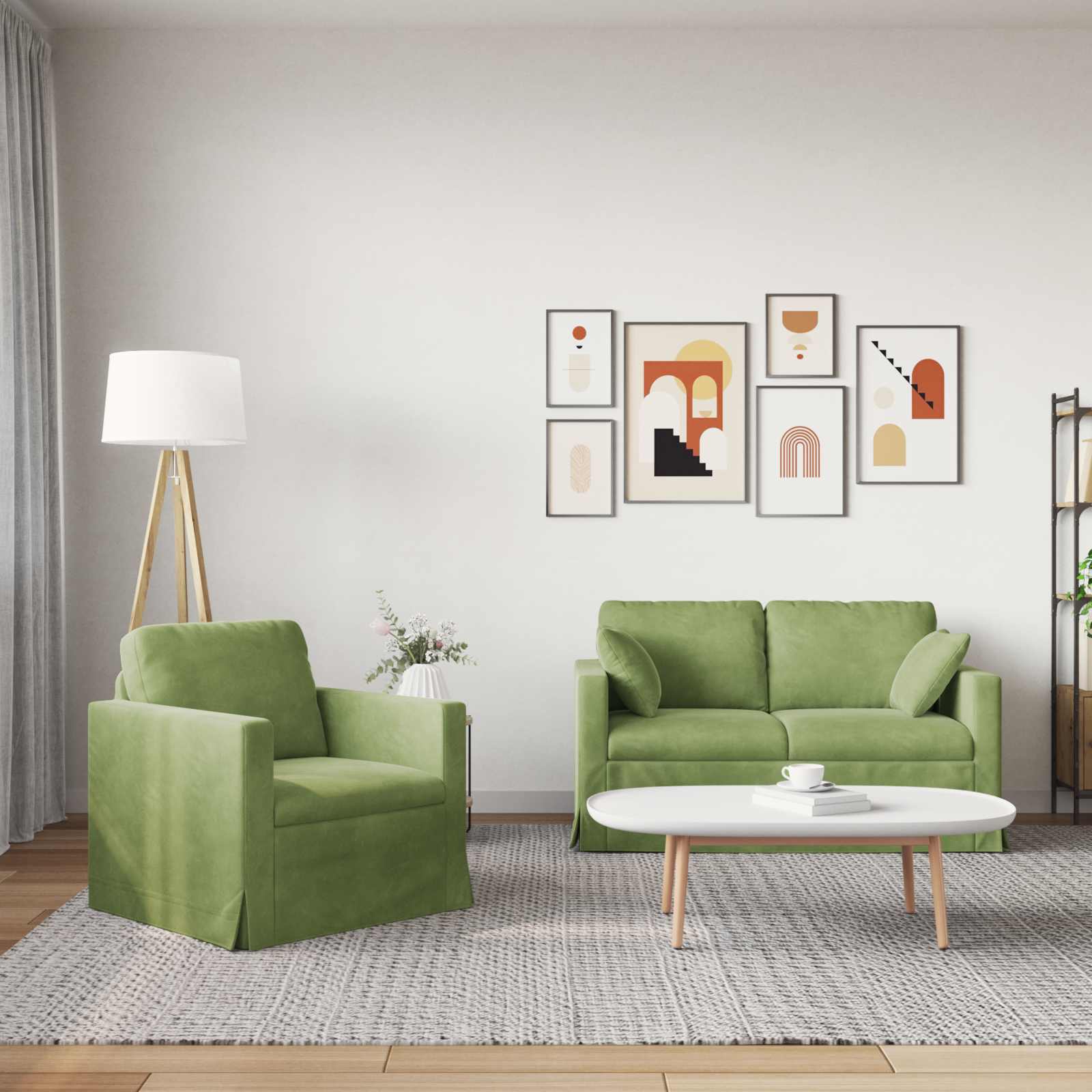 Σετ Καναπέ 2 pcs Ανοιχτό Πράσινο 138 x 78 x 80 εκ Βελούδο - Pakobazaar