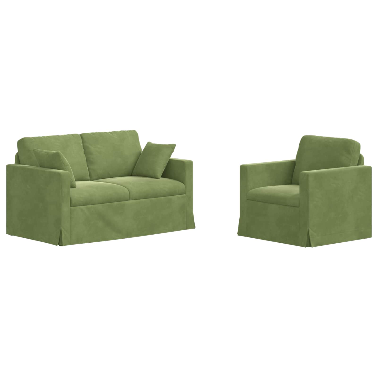 Σετ Καναπέ 2 pcs Ανοιχτό Πράσινο 138 x 78 x 80 εκ Βελούδο - Pakobazaar