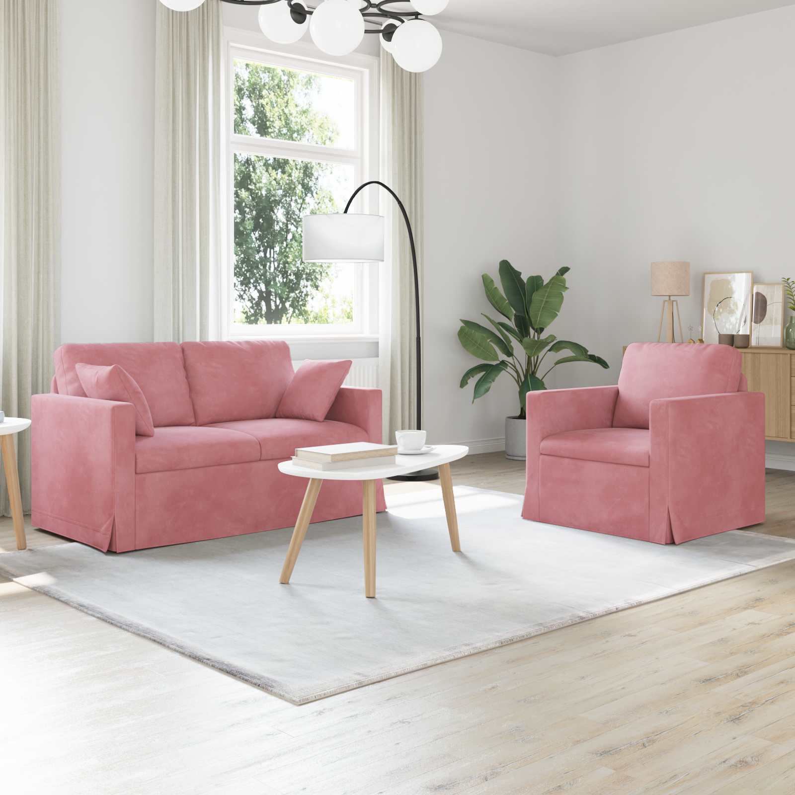 Σετ Καναπέ 2 pcs Ροζ 138 x 78 x 80 εκ Βελούδο - Pakobazaar