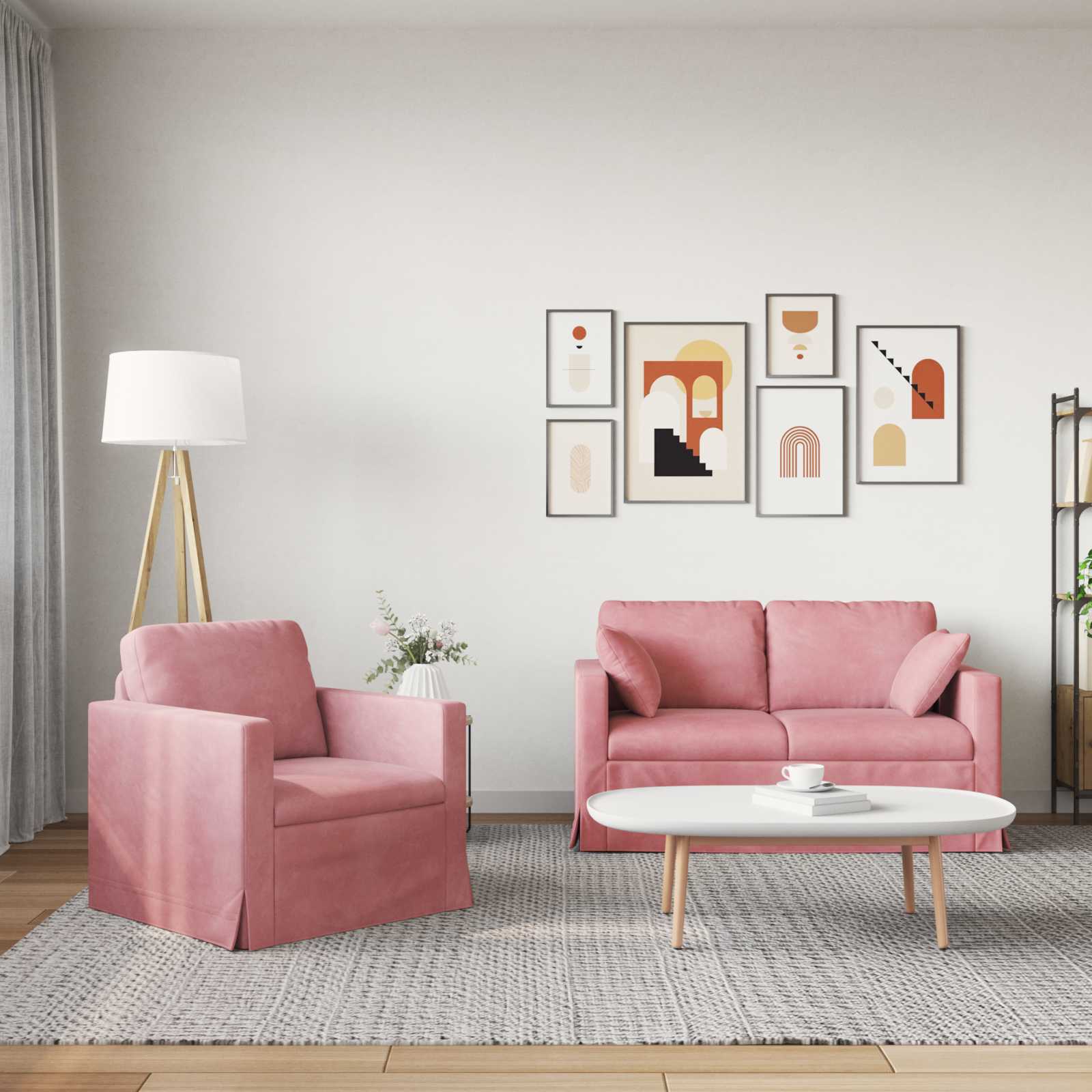 Σετ Καναπέ 2 pcs Ροζ 138 x 78 x 80 εκ Βελούδο - Pakobazaar
