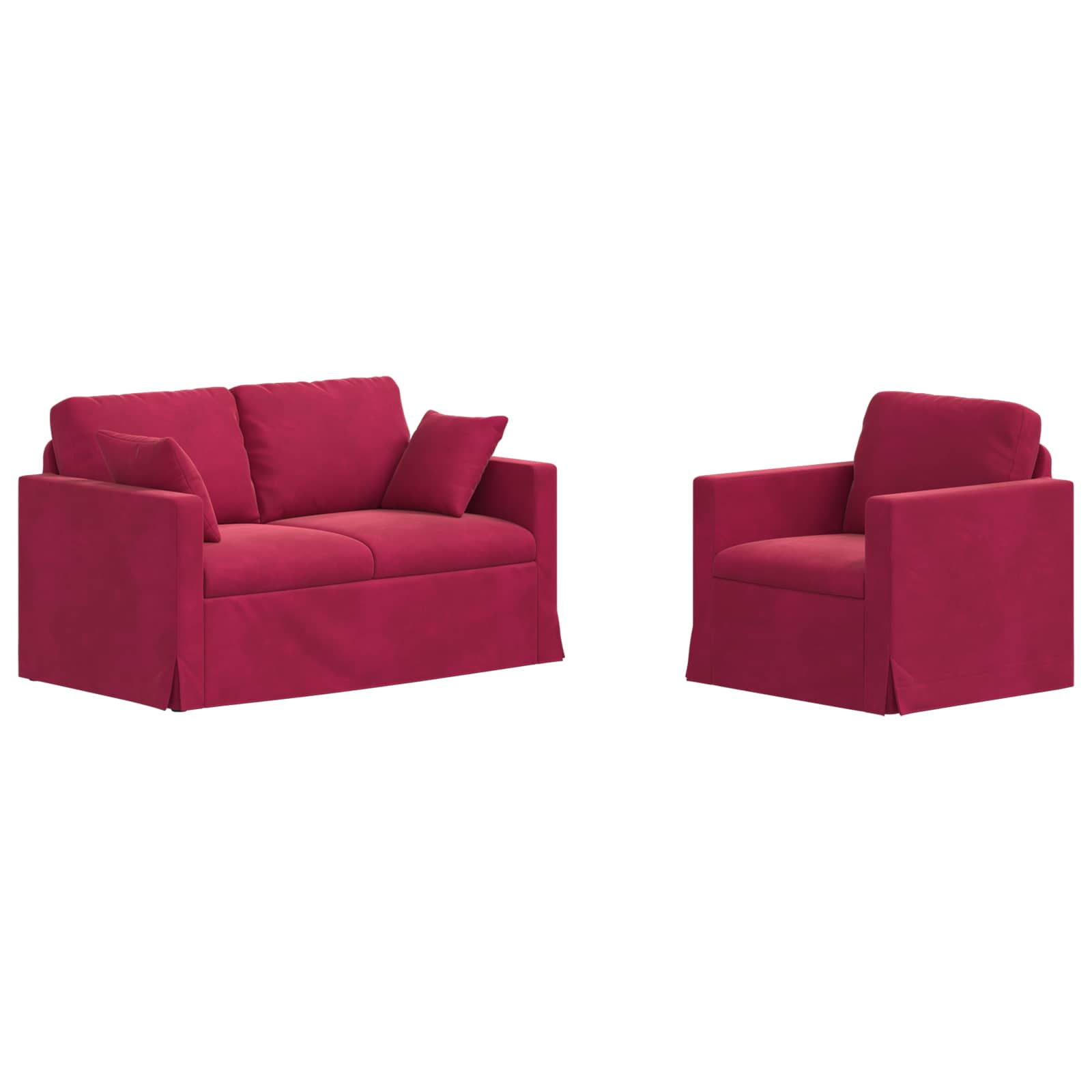 Σετ Καναπέ 2 pcs Κόκκινο 138 x 78 x 80 εκ Βελούδο - Pakobazaar