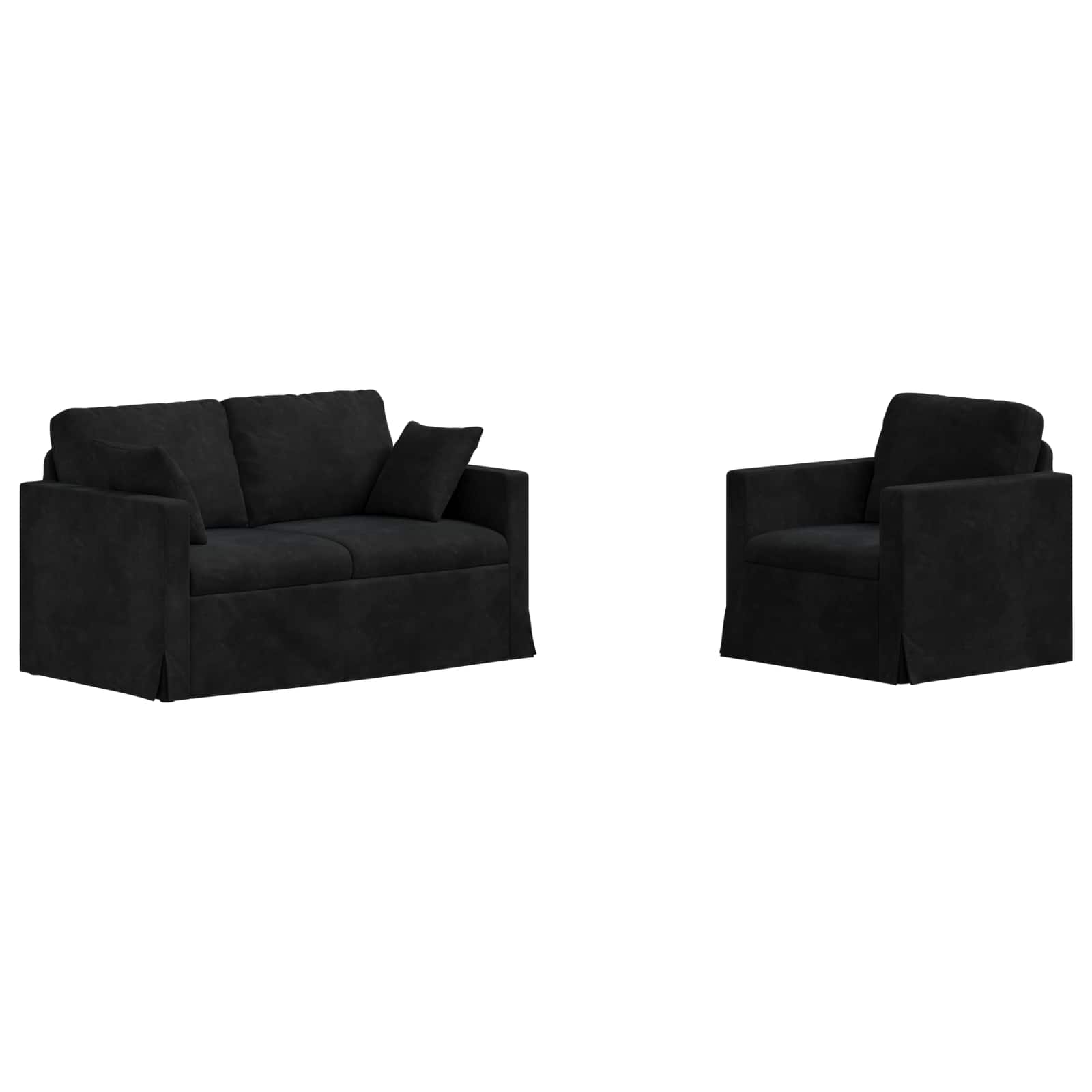 Σετ Καναπέ 2 pcs Μαύρο 138 x 78 x 80 εκ Βελούδο - Pakobazaar