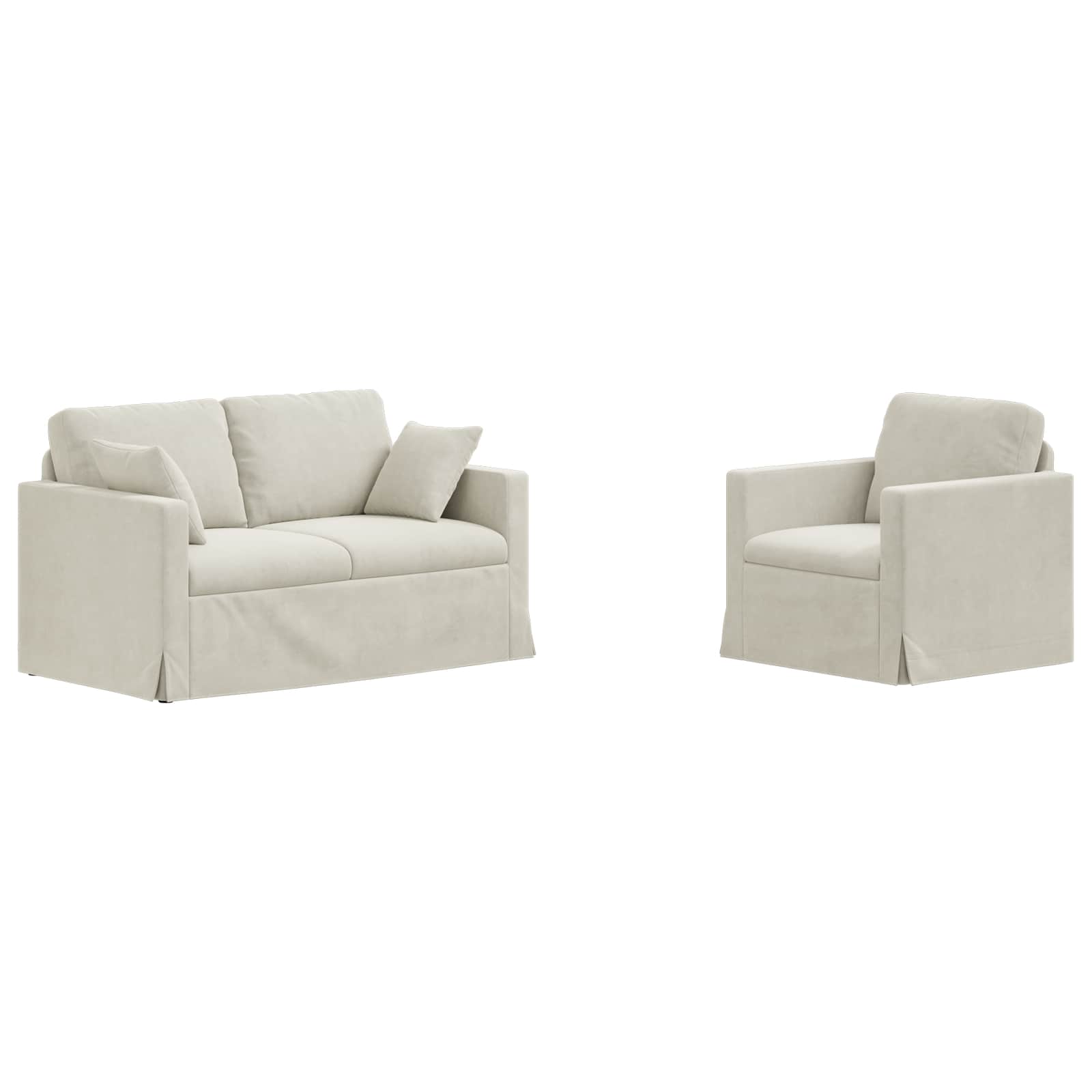 Σετ Καναπέ 2 pcs Κρεμ 138 x 78 x 80 εκ Βελούδο - Pakobazaar
