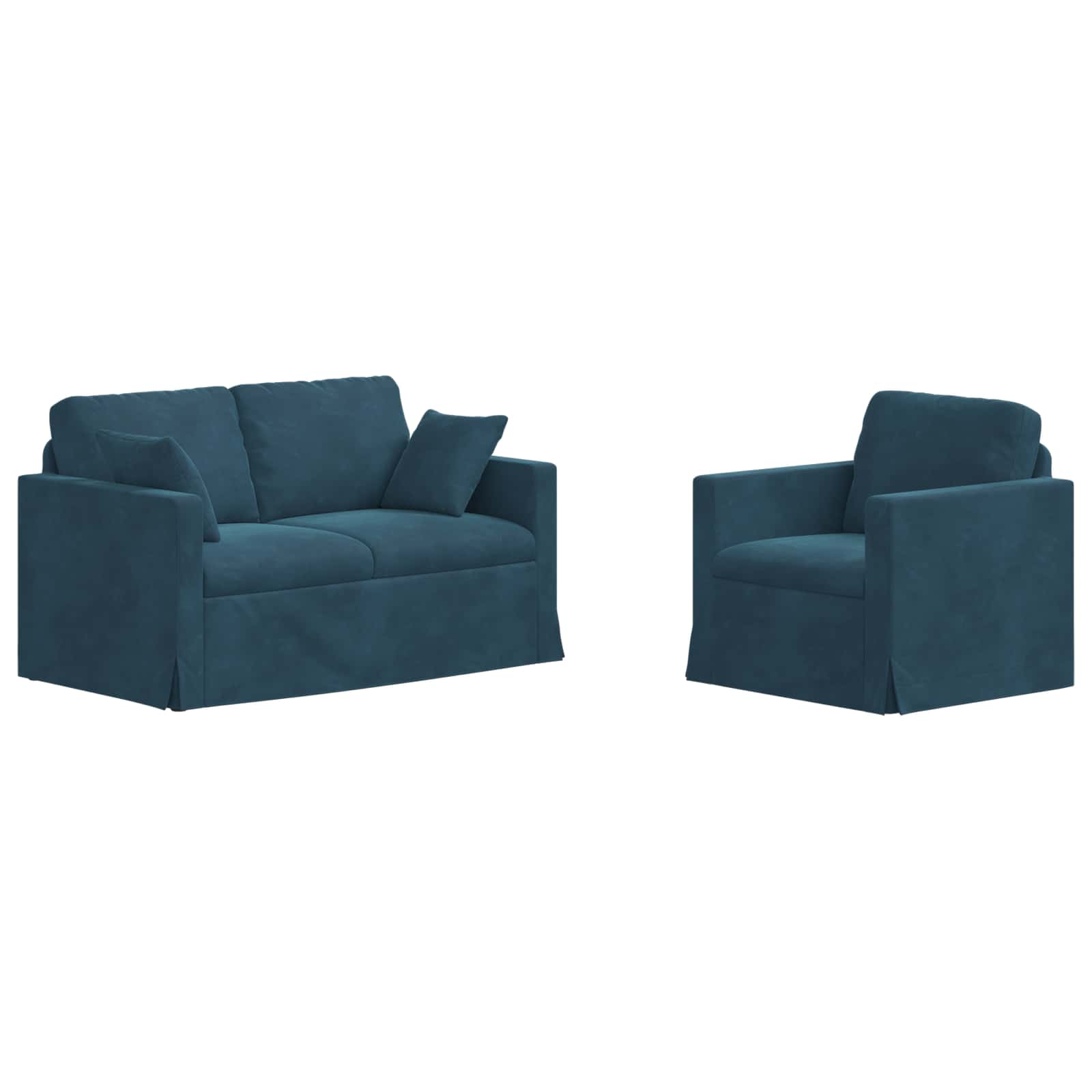 Σετ Καναπέ 2 pcs Μπλε 138 x 78 x 80 εκ Βελούδο - Pakobazaar