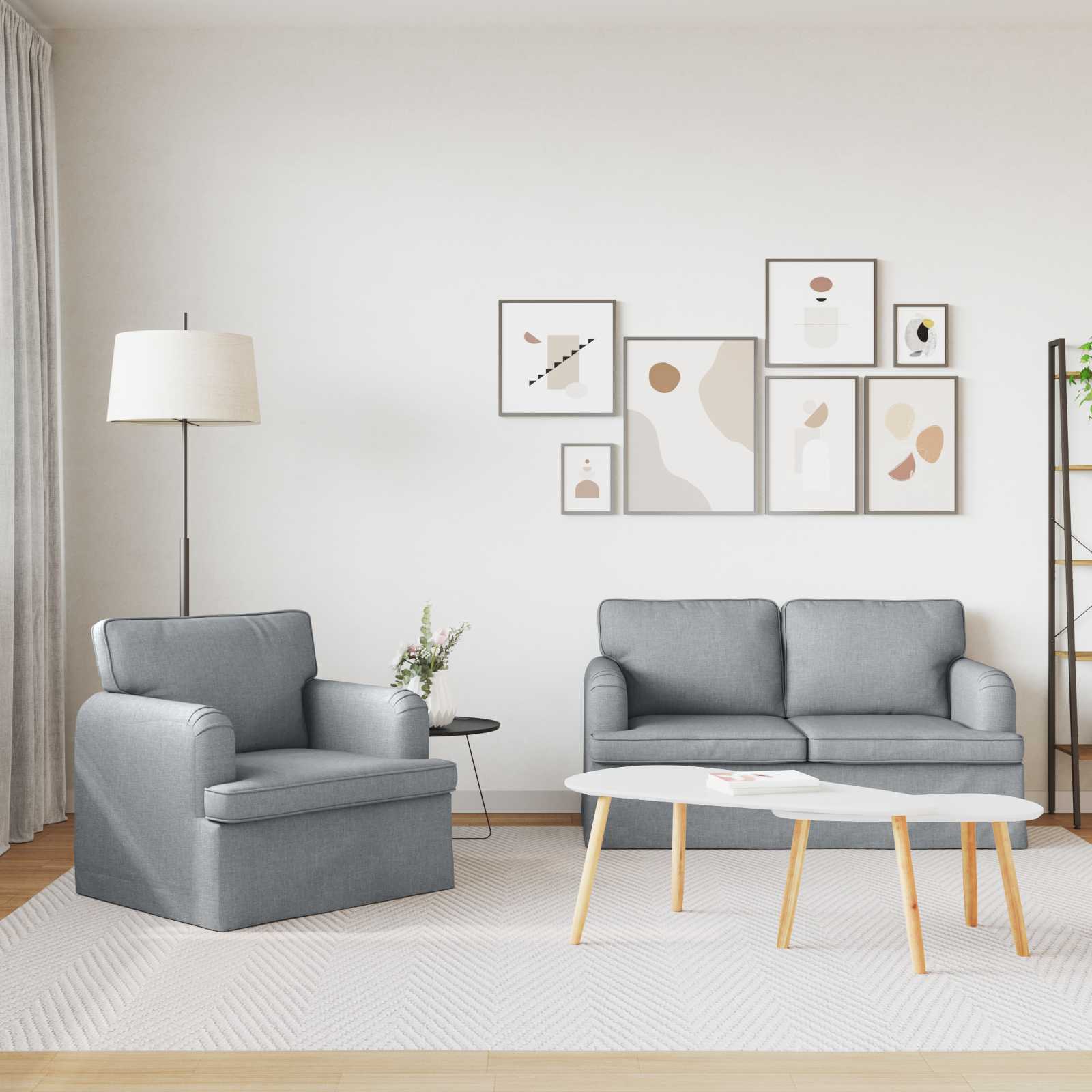 Καναπές 2 pcs Ανοιχτό γκρι 144 x 80 x 85 εκ ύφασμα - Pakobazaar