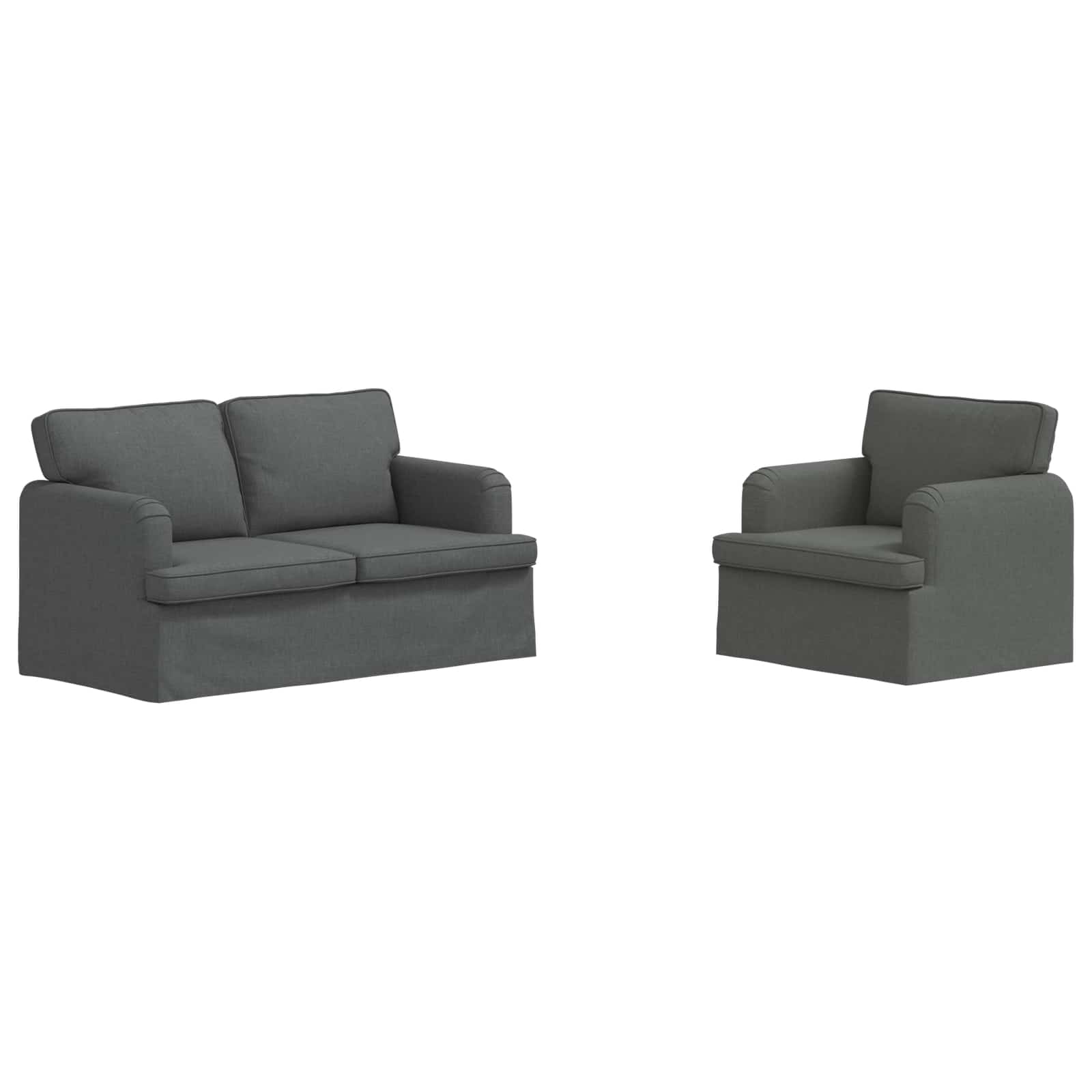 Καναπές 2 pcs Σκούρο Γκρι 144 x 80 x 85 εκ ύφασμα - Pakobazaar