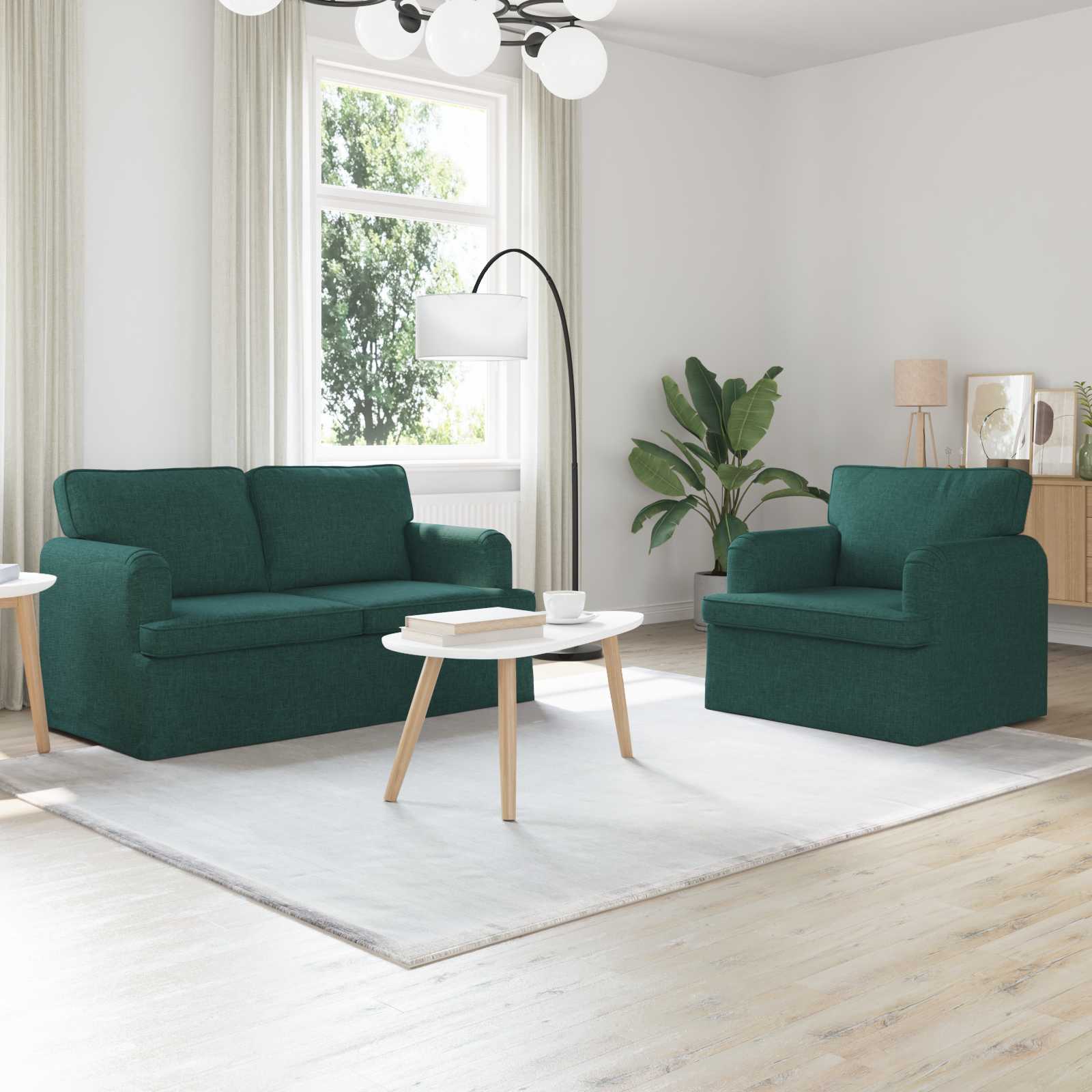 Καναπές 2 pcs Σκούρο Πράσινο 144 x 80 x 85 εκ ύφασμα - Pakobazaar
