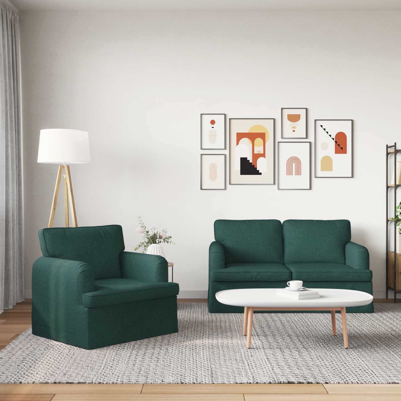Καναπές 2 pcs Σκούρο Πράσινο 144 x 80 x 85 εκ ύφασμα - Pakobazaar