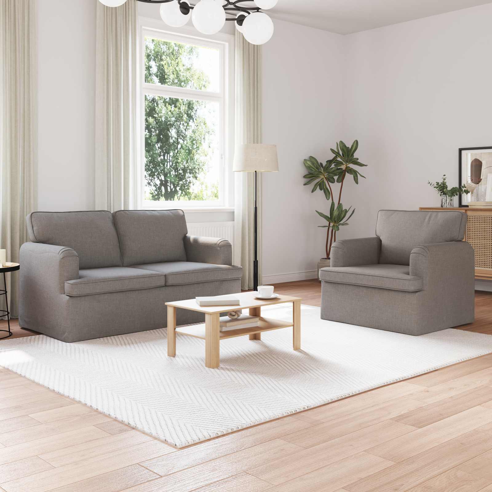 Καναπές 2 pcs Taupe 144 x 80 x 85 εκ ύφασμα - Pakobazaar