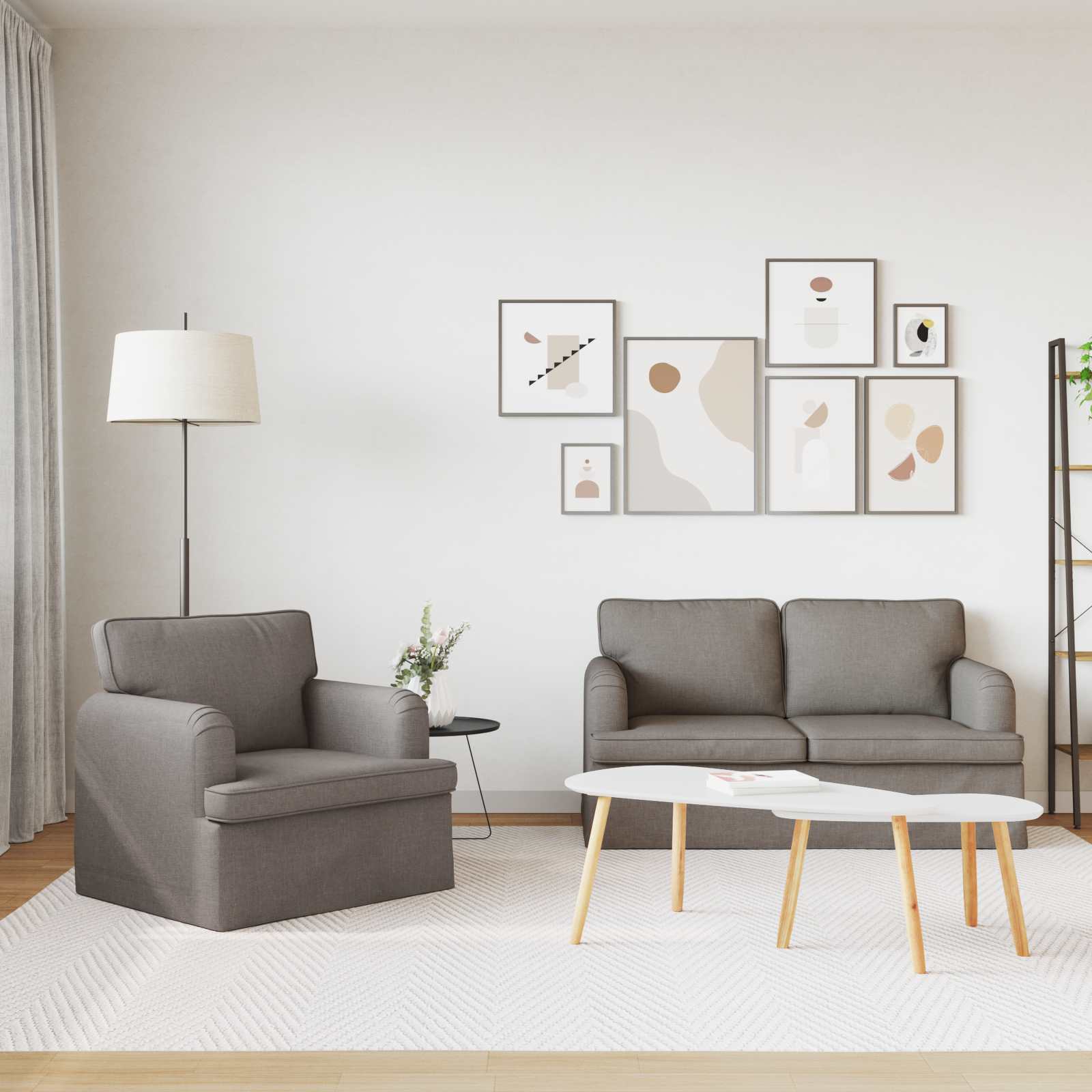Καναπές 2 pcs Taupe 144 x 80 x 85 εκ ύφασμα - Pakobazaar