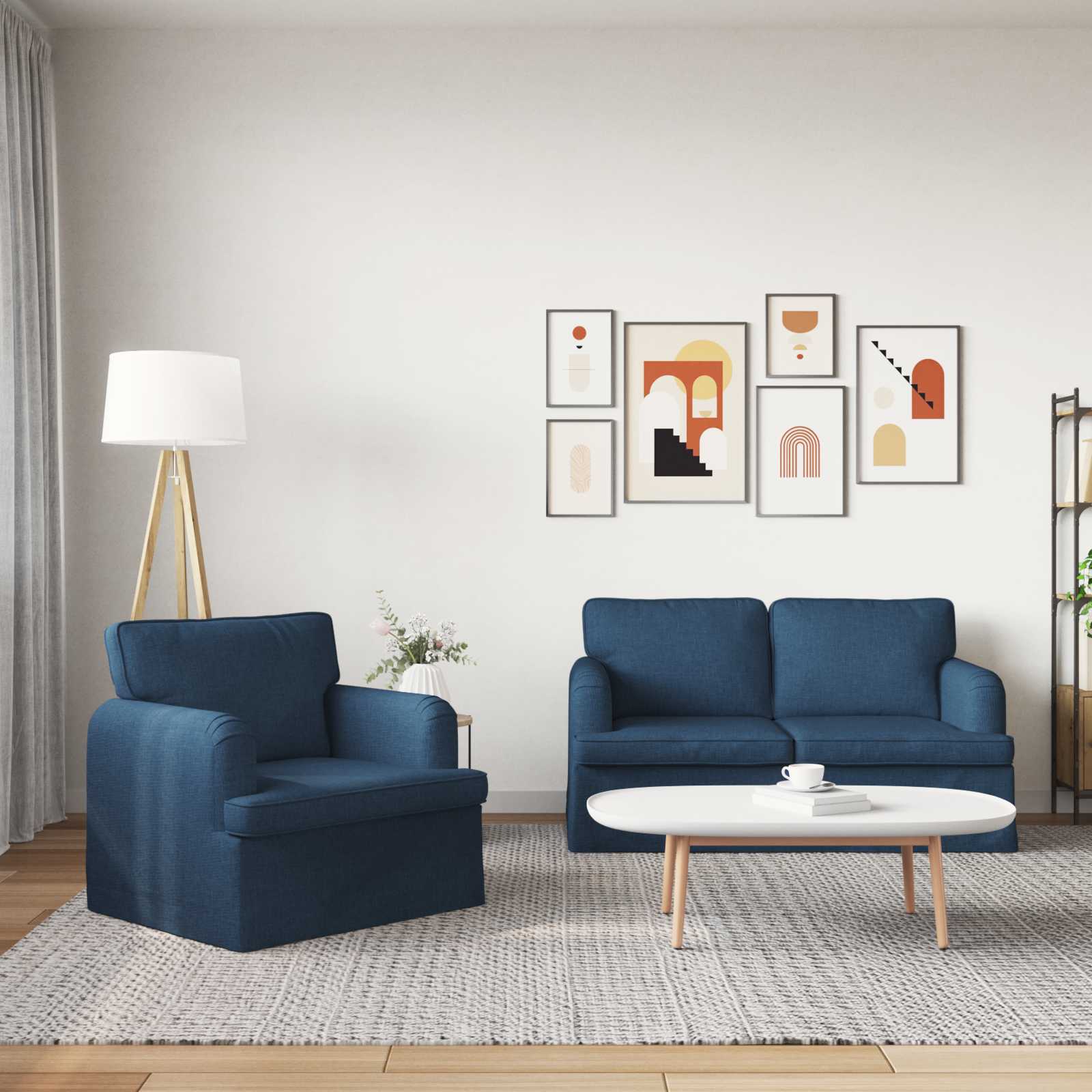 Καναπές 2 pcs Μπλε 144 x 80 x 85 εκ ύφασμα - Pakobazaar