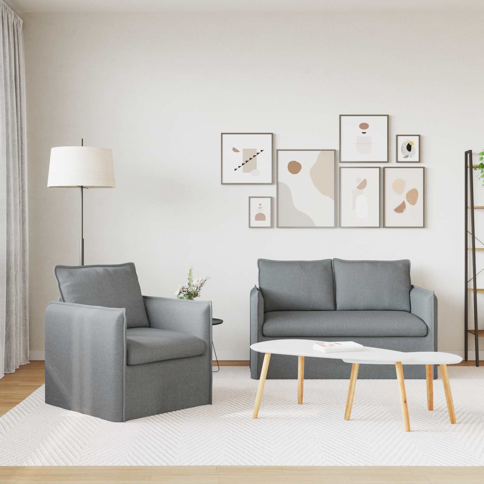 Καναπές 2 pcs Ανοιχτό γκρι 136 x 82 x 85 εκ ύφασμα - Pakobazaar