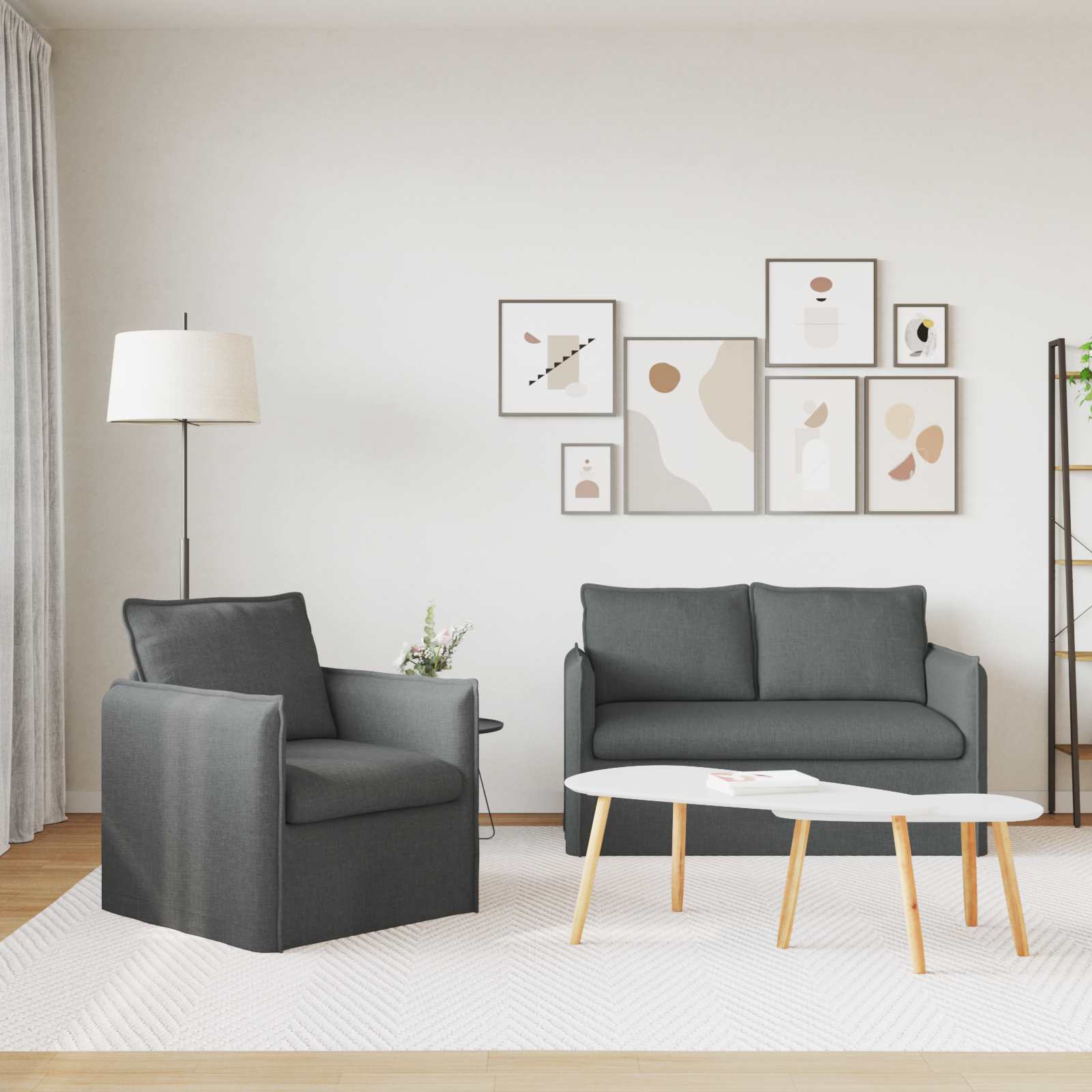 Καναπές 2 pcs Σκούρο Γκρι 196 x 82 x 85 εκ ύφασμα - Pakobazaar