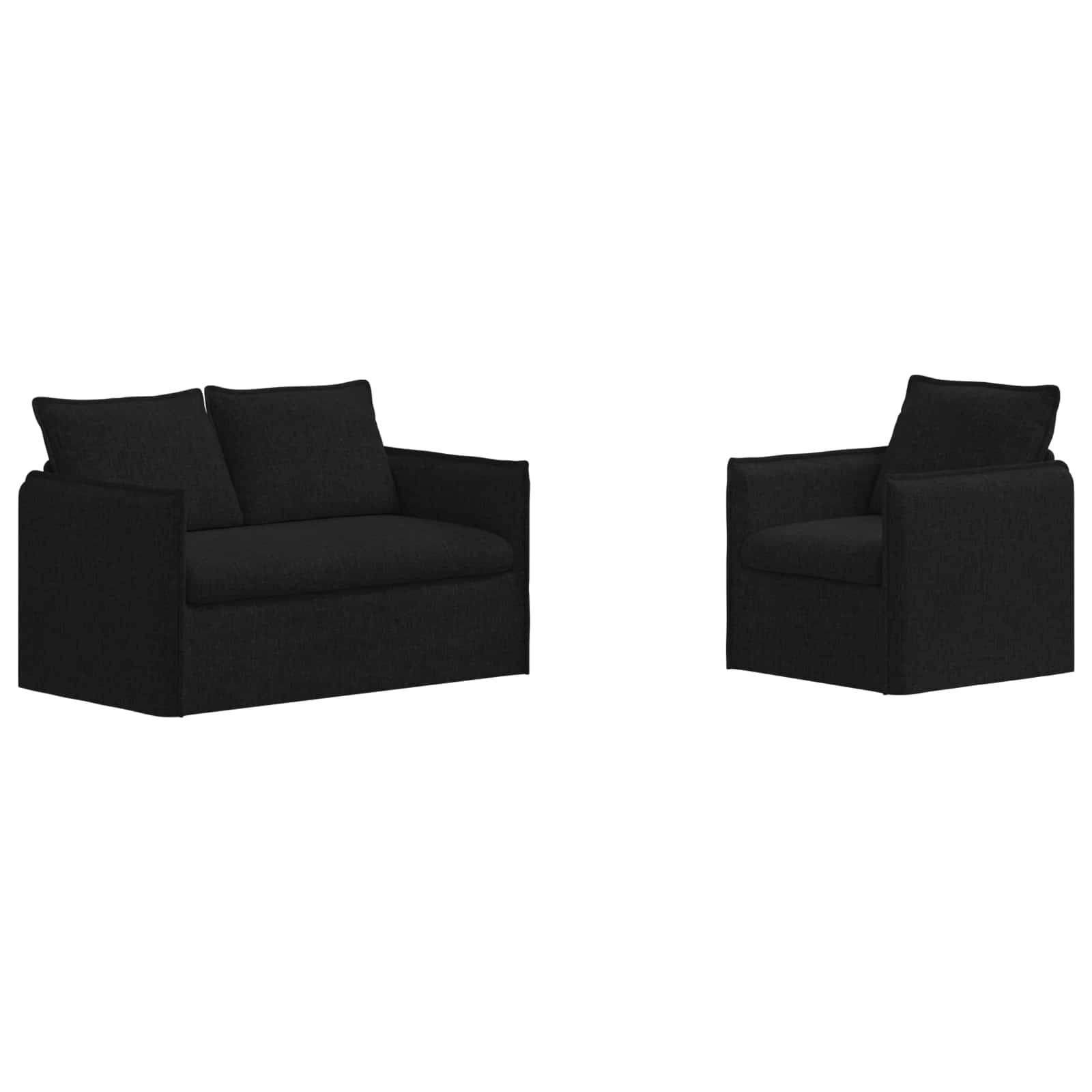 Καναπές 2 pcs Μαύρο 196 x 82 x 85 εκ ύφασμα - Pakobazaar