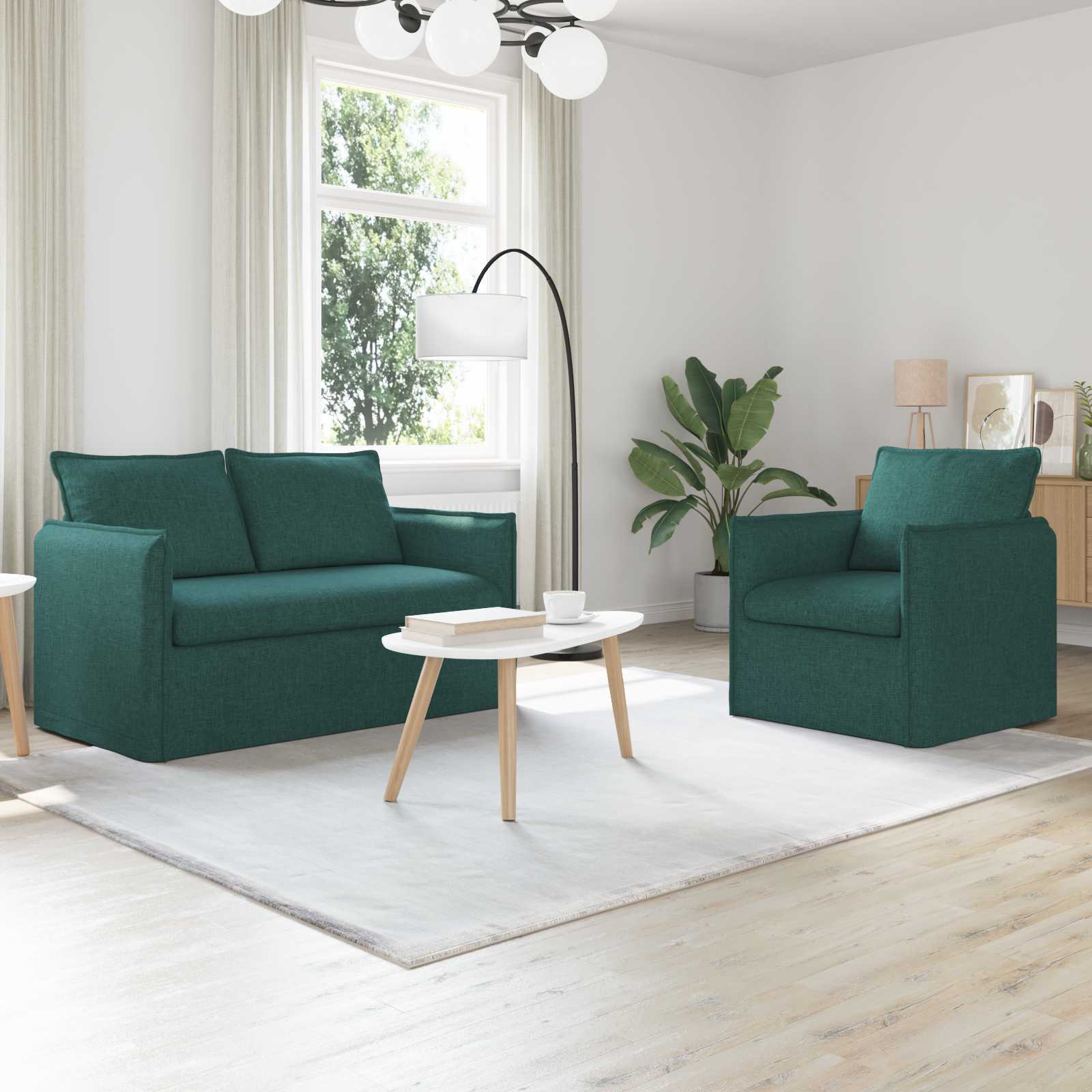 Καναπές 2 pcs Σκούρο Πράσινο 196 x 82 x 85 εκ ύφασμα - Pakobazaar