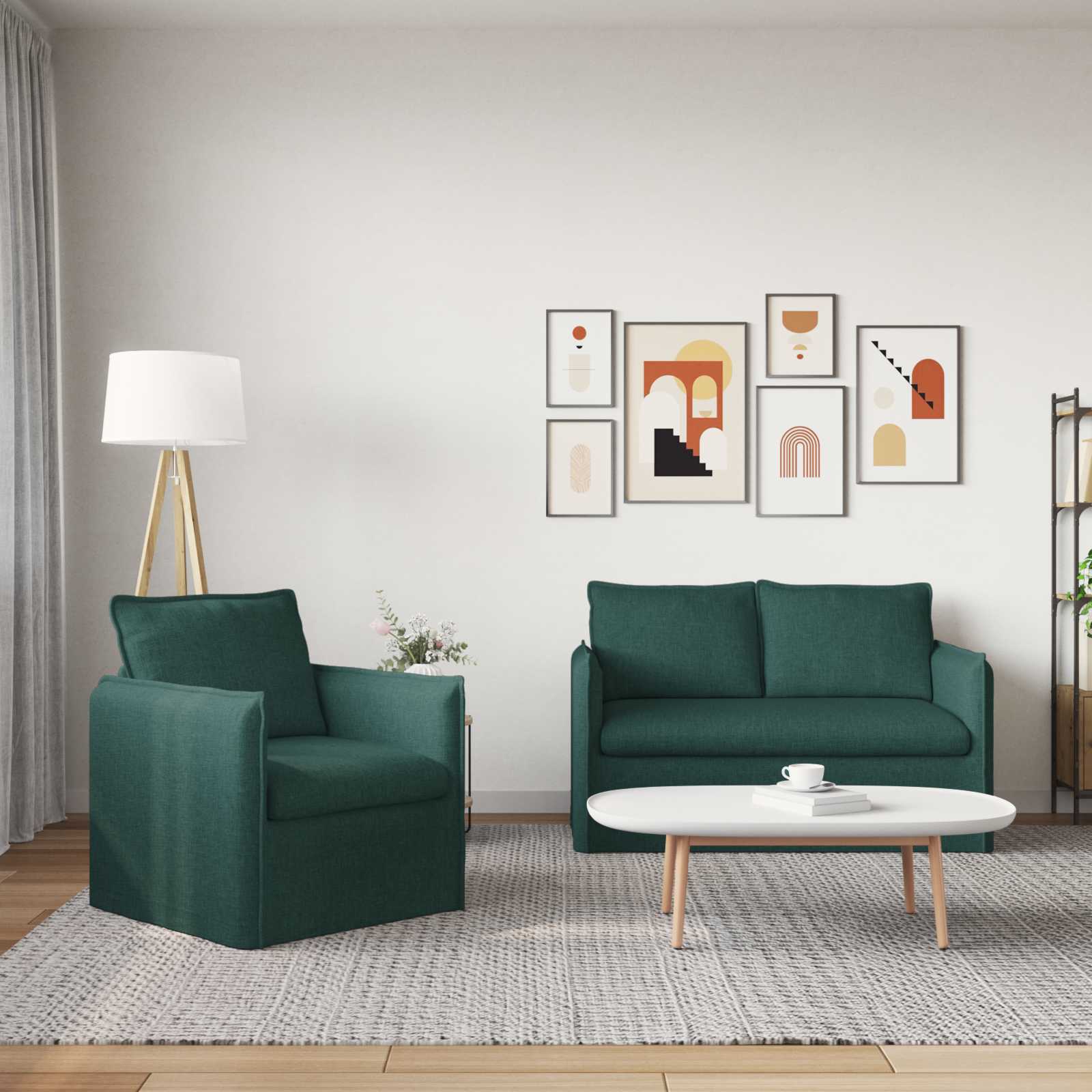 Καναπές 2 pcs Σκούρο Πράσινο 196 x 82 x 85 εκ ύφασμα - Pakobazaar