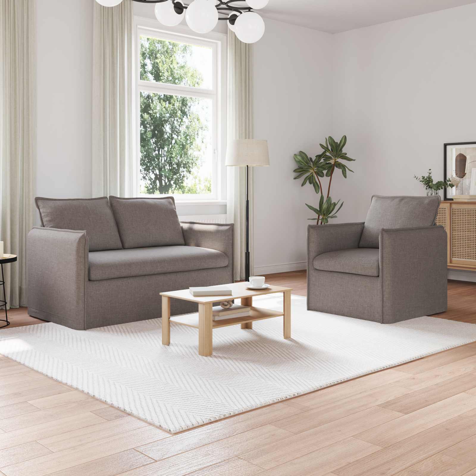 Καναπές 2 pcs Taupe 196 x 82 x 85 εκ ύφασμα - Pakobazaar
