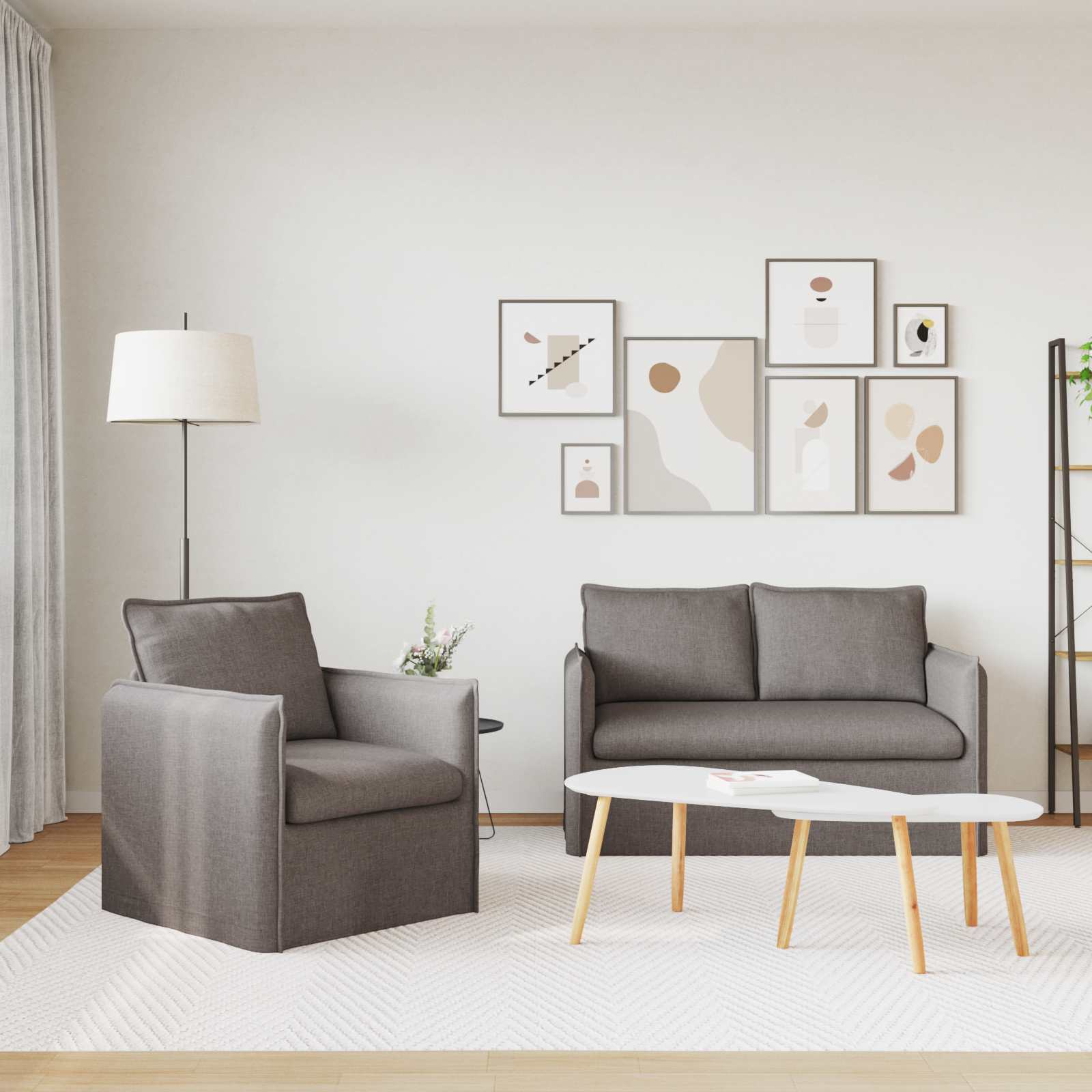 Καναπές 2 pcs Taupe 196 x 82 x 85 εκ ύφασμα - Pakobazaar