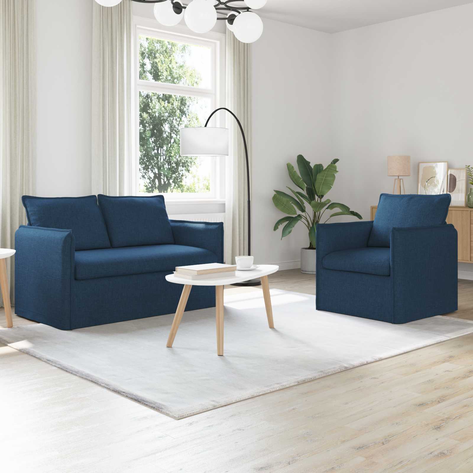 Καναπές 2 pcs Μπλε 196 x 82 x 85 εκ ύφασμα - Pakobazaar