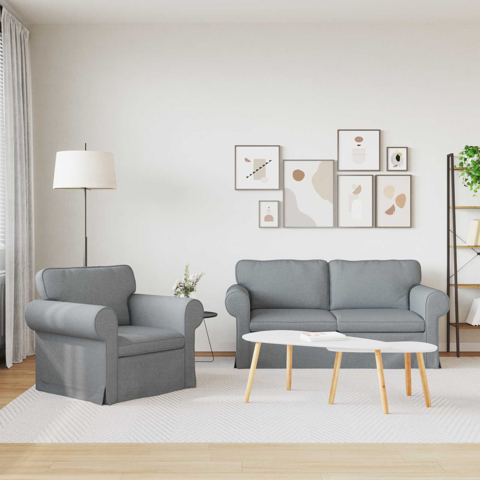 Καναπές 2 pcs Ανοιχτό γκρι 175 x 82 x 80 εκ ύφασμα - Pakobazaar