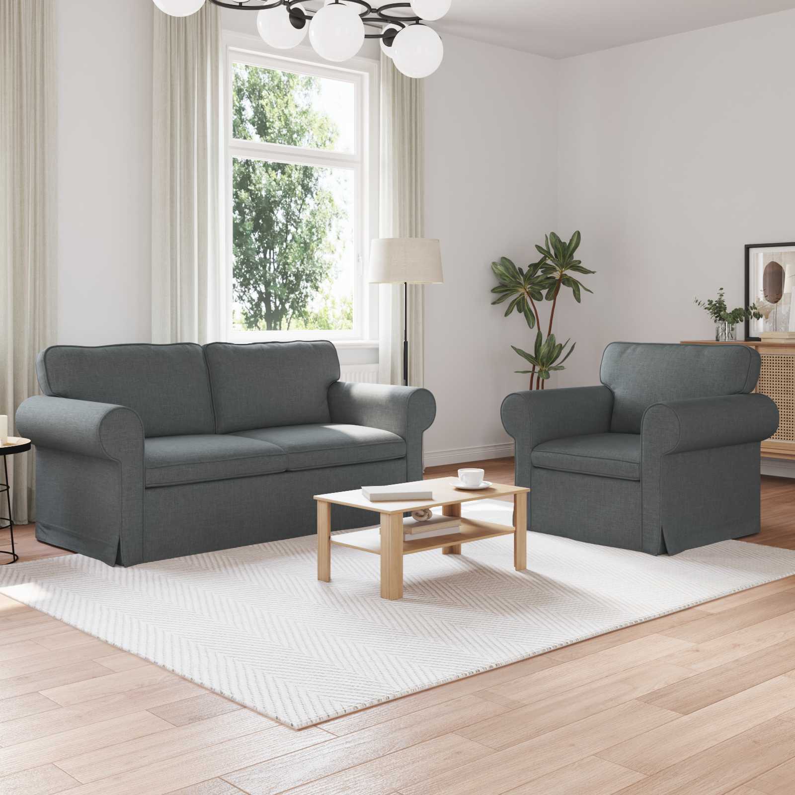 Καναπές 2 pcs Σκούρο Γκρι 175 x 82 x 80 εκ ύφασμα - Pakobazaar