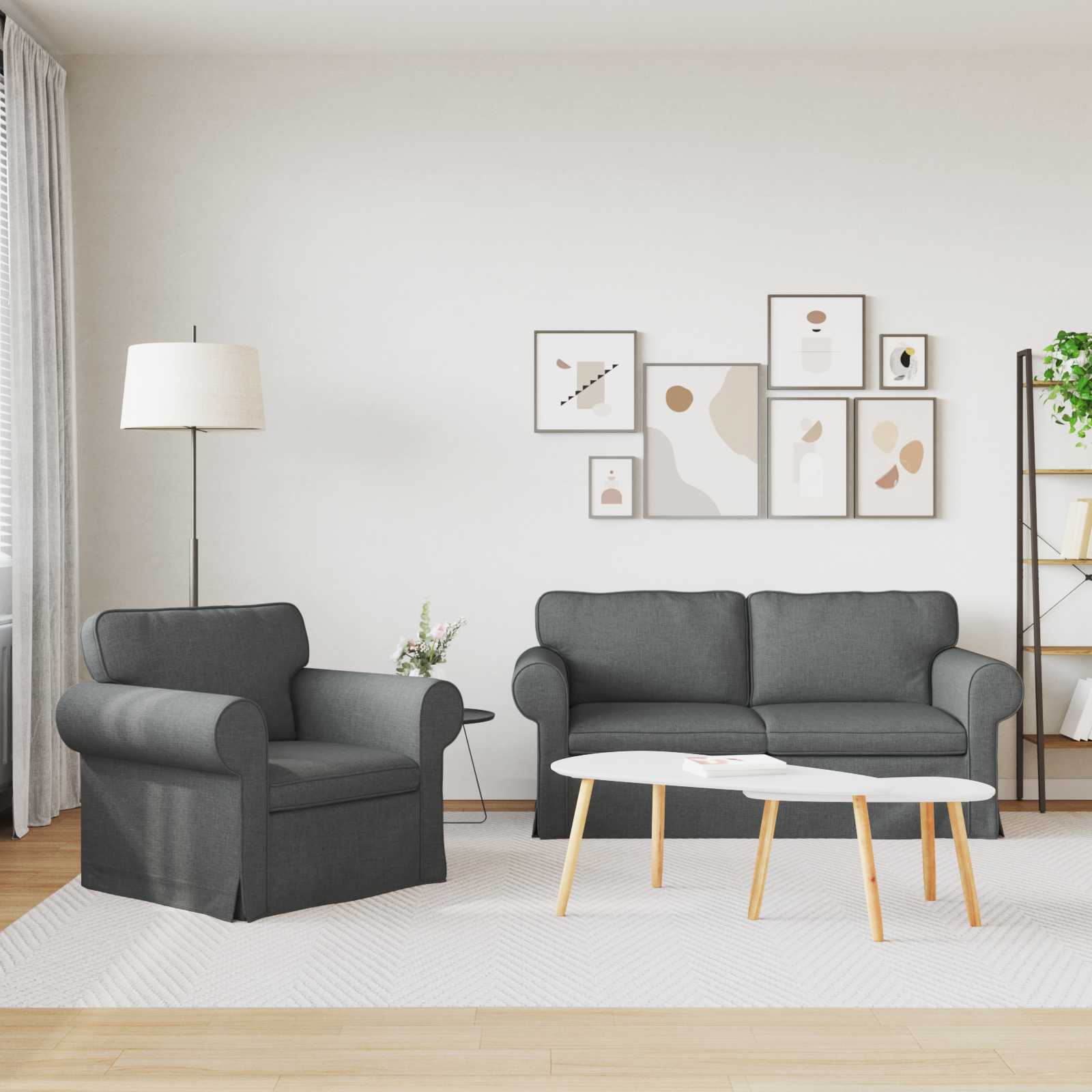 Καναπές 2 pcs Σκούρο Γκρι 175 x 82 x 80 εκ ύφασμα - Pakobazaar