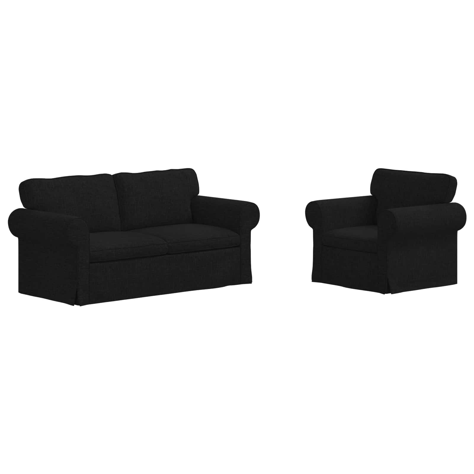 Καναπές 2 pcs Μαύρο 175 x 82 x 80 εκ ύφασμα - Pakobazaar