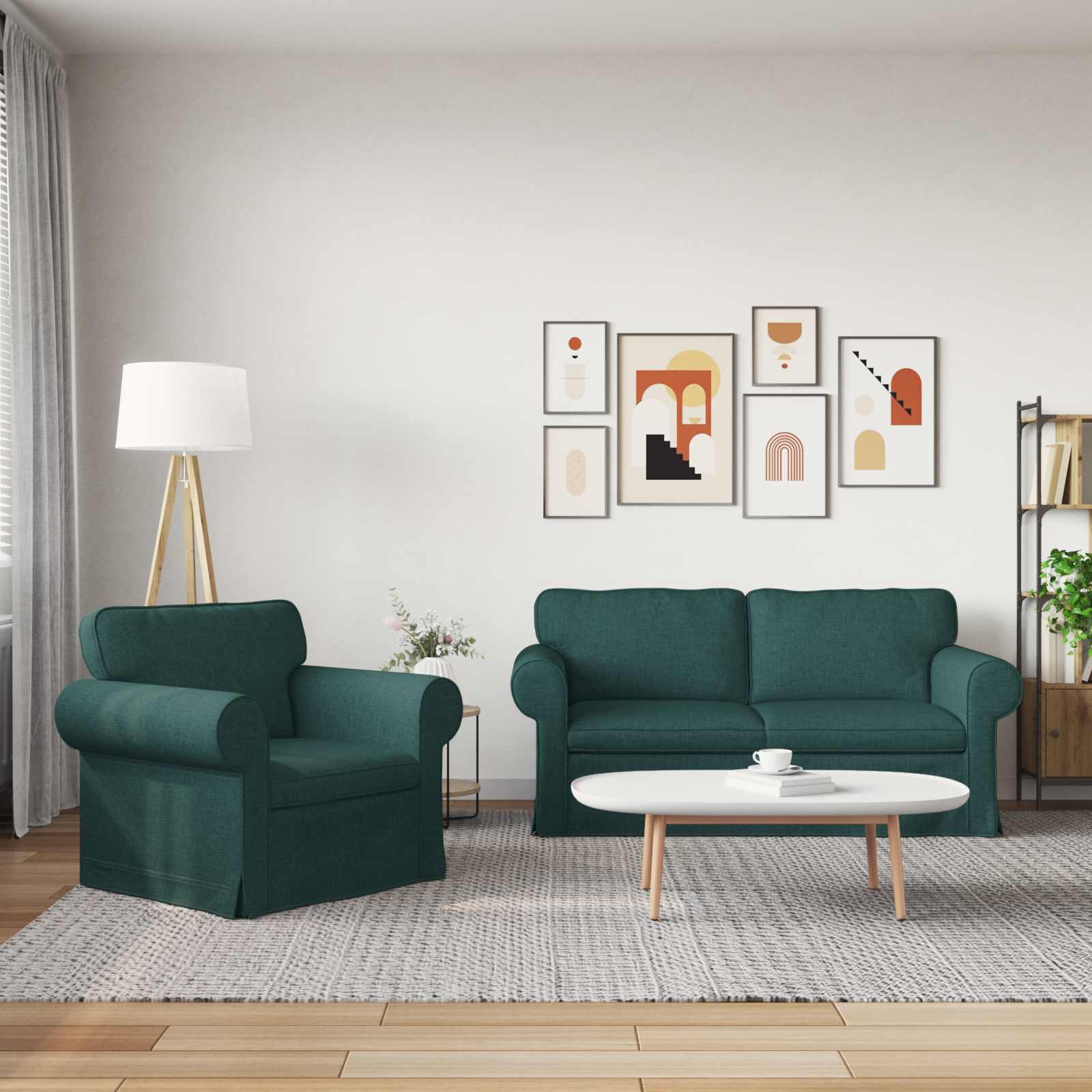 Καναπές 2 pcs Σκούρο Πράσινο 175 x 82 x 80 εκ ύφασμα - Pakobazaar
