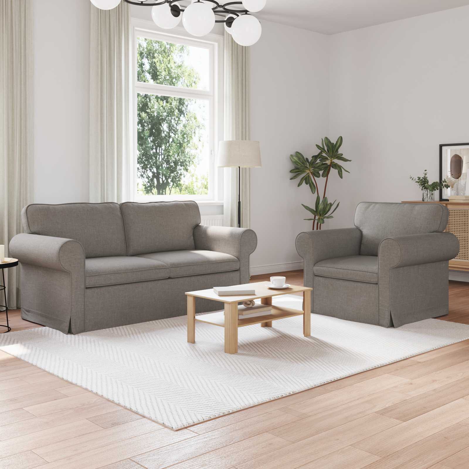 Καναπές 2 pcs Taupe 175 x 82 x 80 εκ ύφασμα - Pakobazaar
