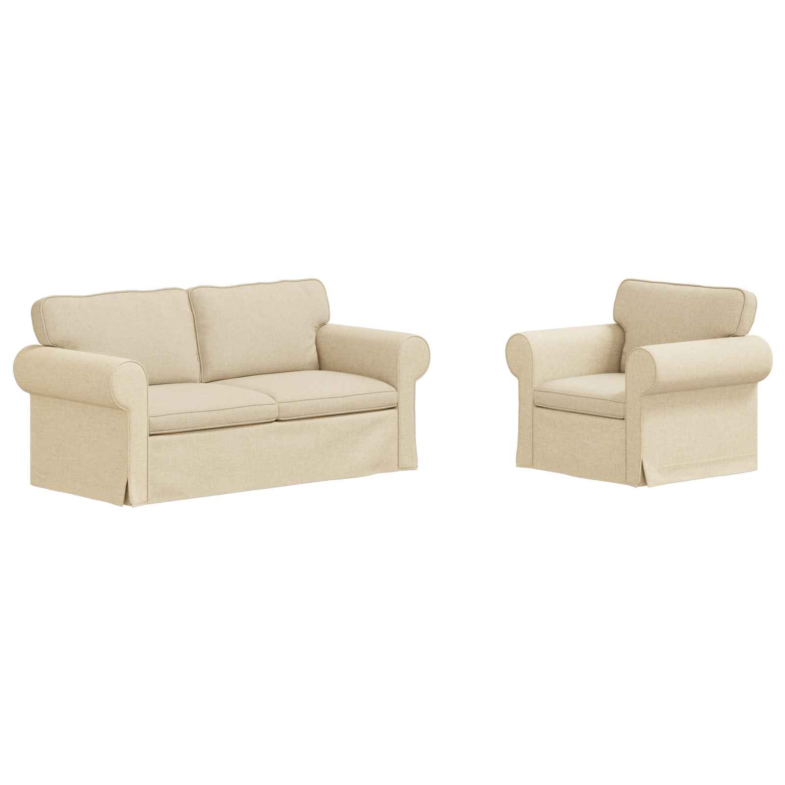 Καναπές 2 pcs Κρεμ 175 x 82 x 80 εκ ύφασμα - Pakobazaar
