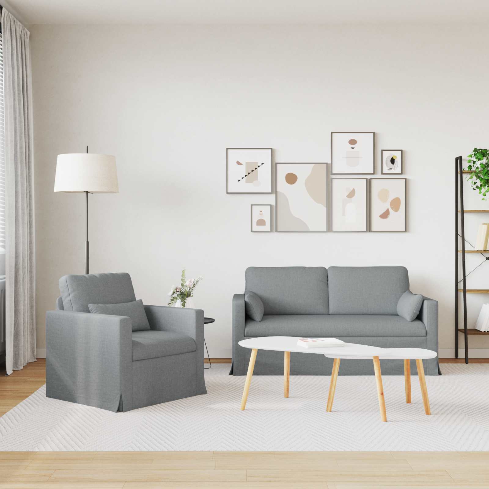 Καναπές 2 pcs Ανοιχτό γκρι 158 x 78 x 80 εκ ύφασμα - Pakobazaar