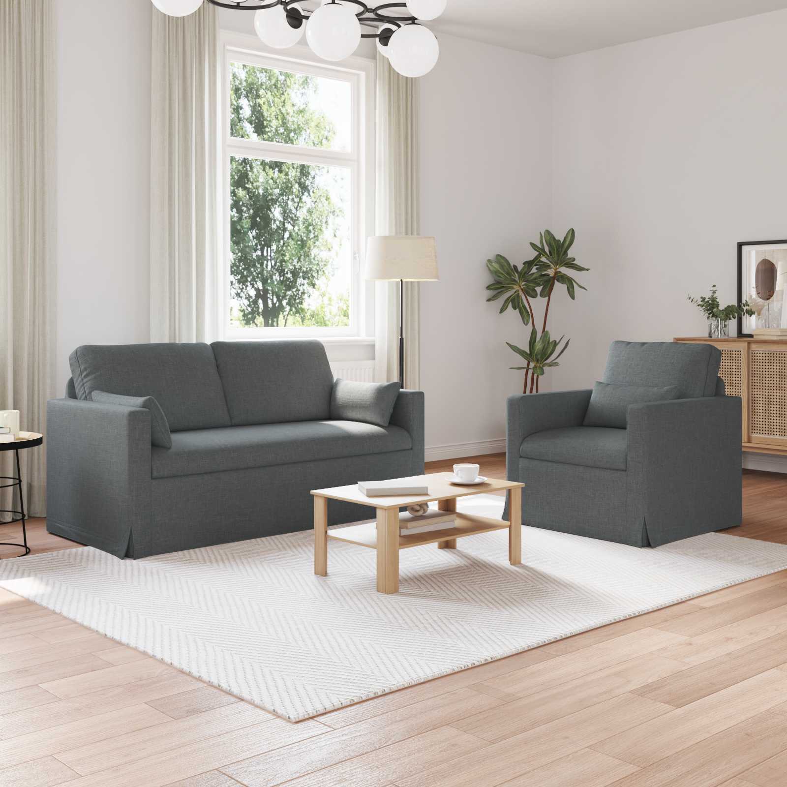 Καναπές 2 pcs Σκούρο Γκρι 158 x 78 x 80 εκ ύφασμα - Pakobazaar