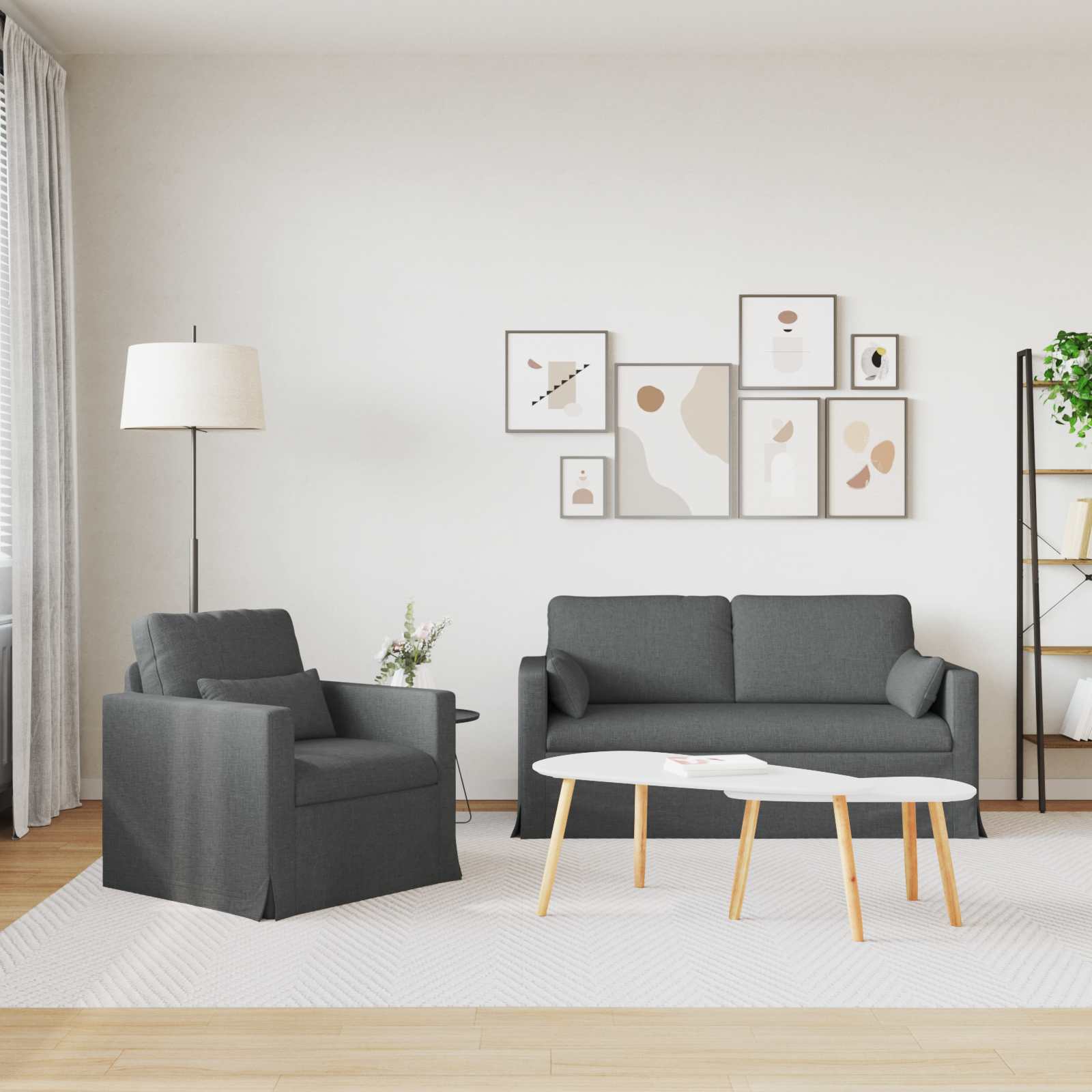 Καναπές 2 pcs Σκούρο Γκρι 158 x 78 x 80 εκ ύφασμα - Pakobazaar