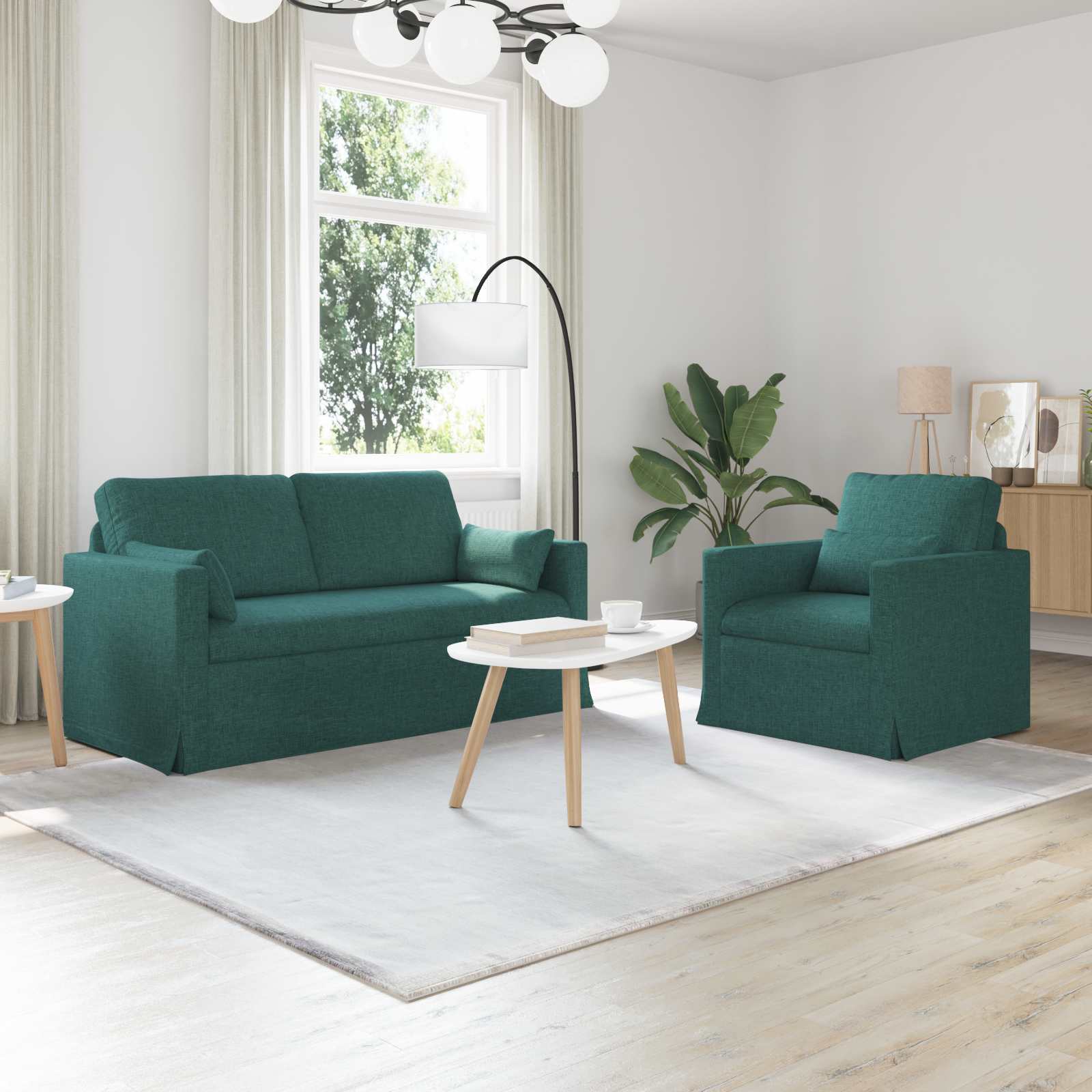 Καναπές 2 pcs Σκούρο Πράσινο 158 x 78 x 80 εκ ύφασμα - Pakobazaar