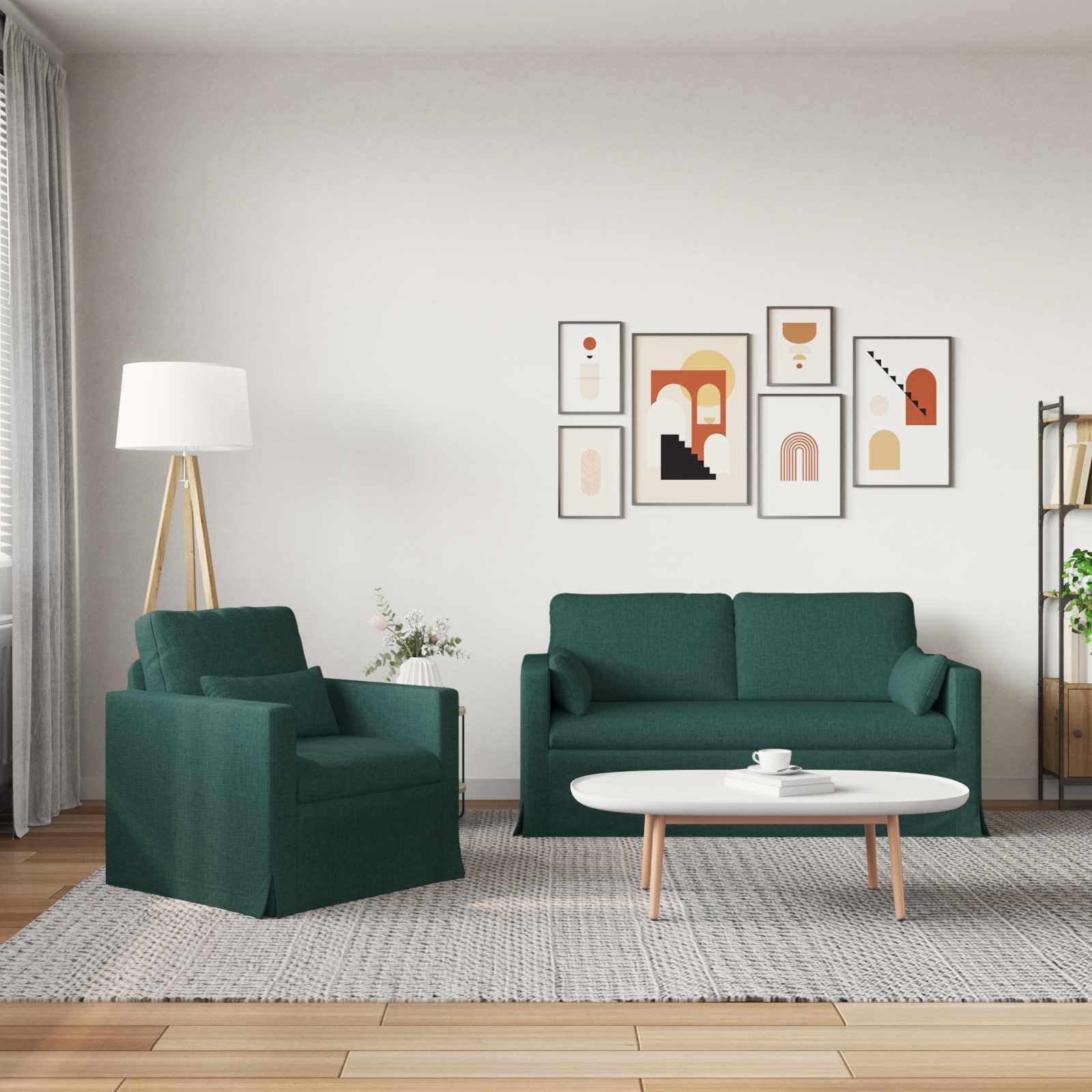 Καναπές 2 pcs Σκούρο Πράσινο 158 x 78 x 80 εκ ύφασμα - Pakobazaar