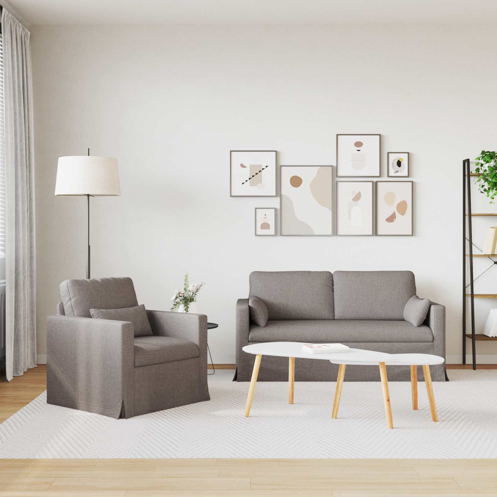 Καναπές 2 pcs Taupe 158 x 78 x 80 εκ ύφασμα - Pakobazaar