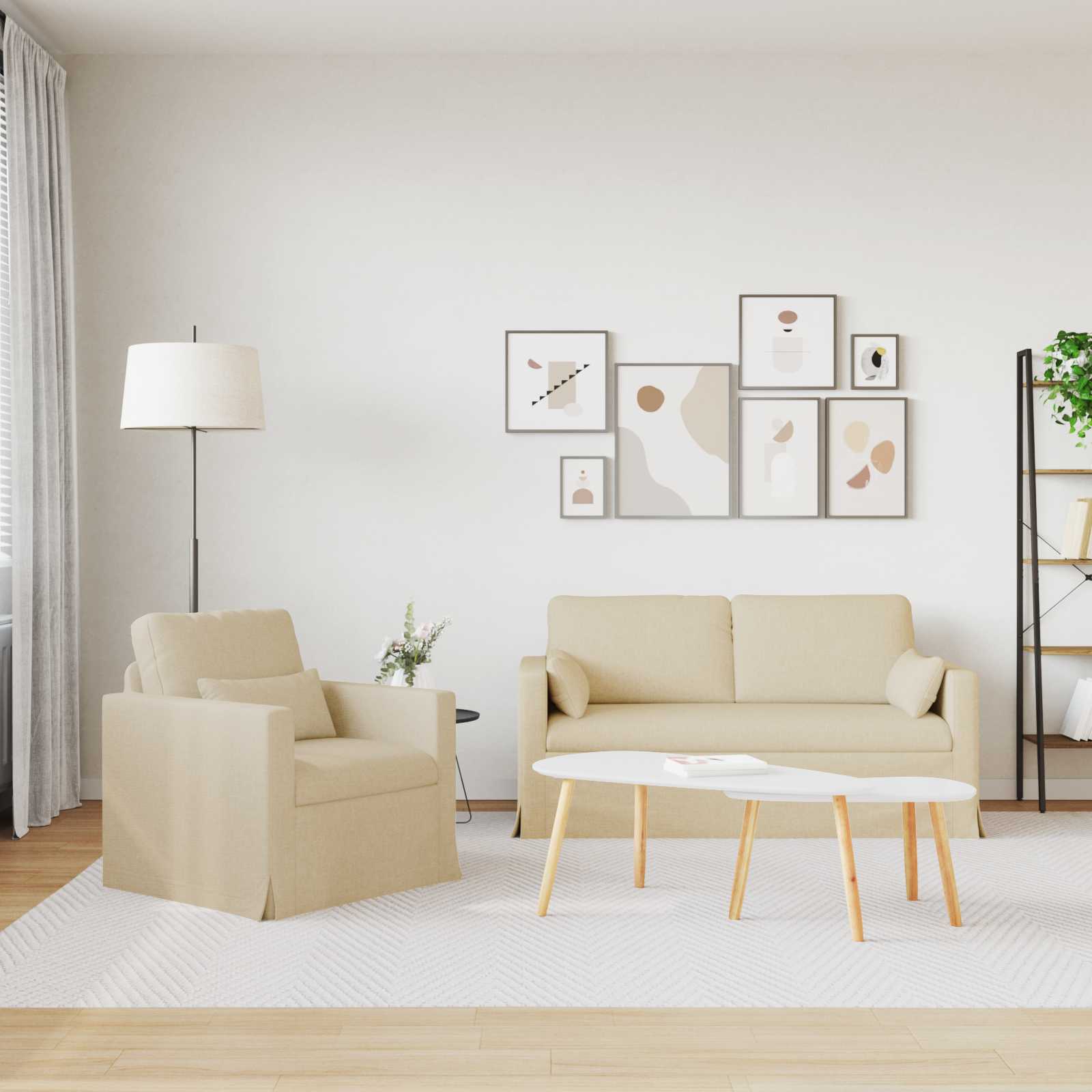 Καναπές 2 pcs Κρεμ 158 x 78 x 80 εκ ύφασμα - Pakobazaar
