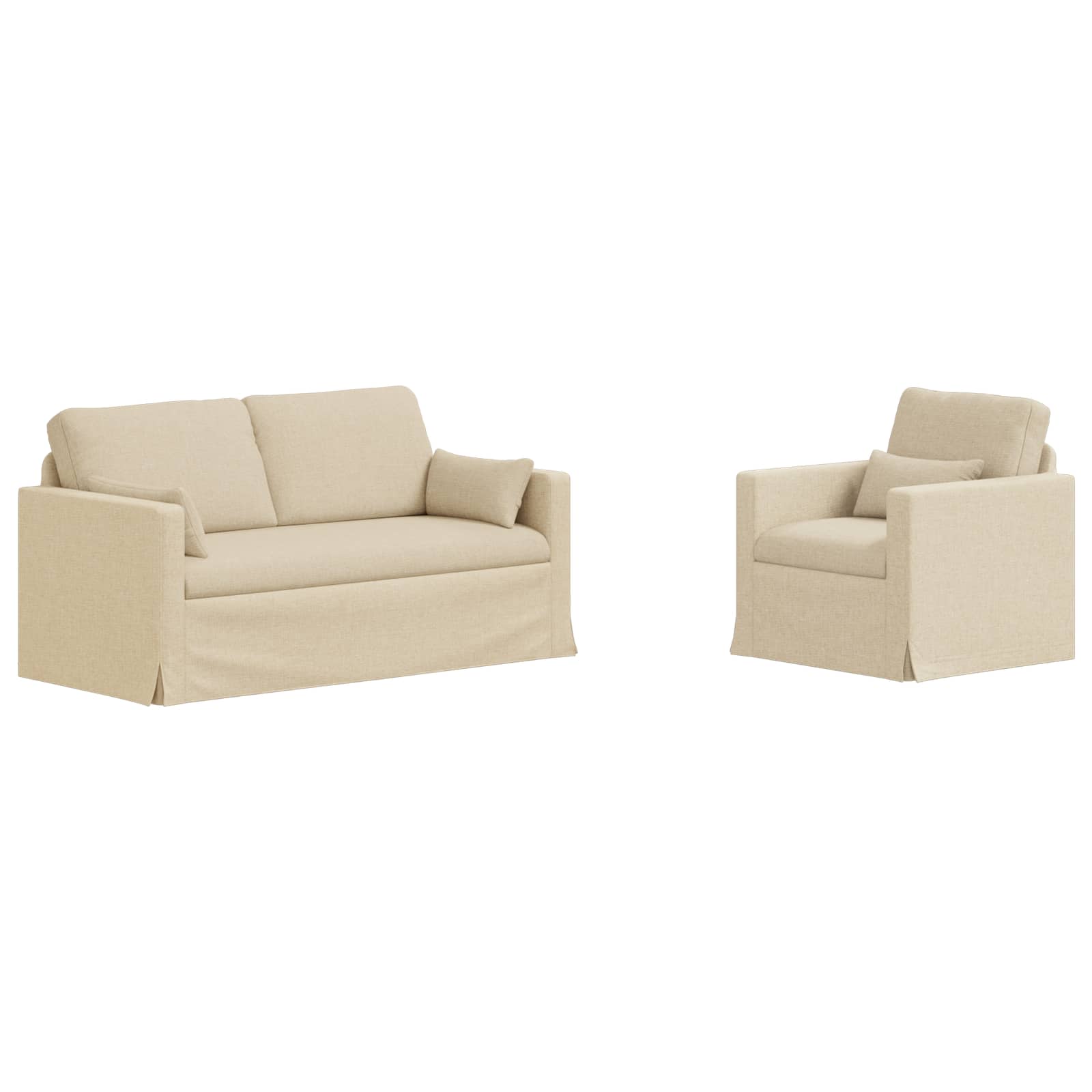 Καναπές 2 pcs Κρεμ 158 x 78 x 80 εκ ύφασμα - Pakobazaar