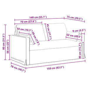 Καναπές 2 pcs Κρεμ 158 x 78 x 80 εκ ύφασμα - Pakobazaar