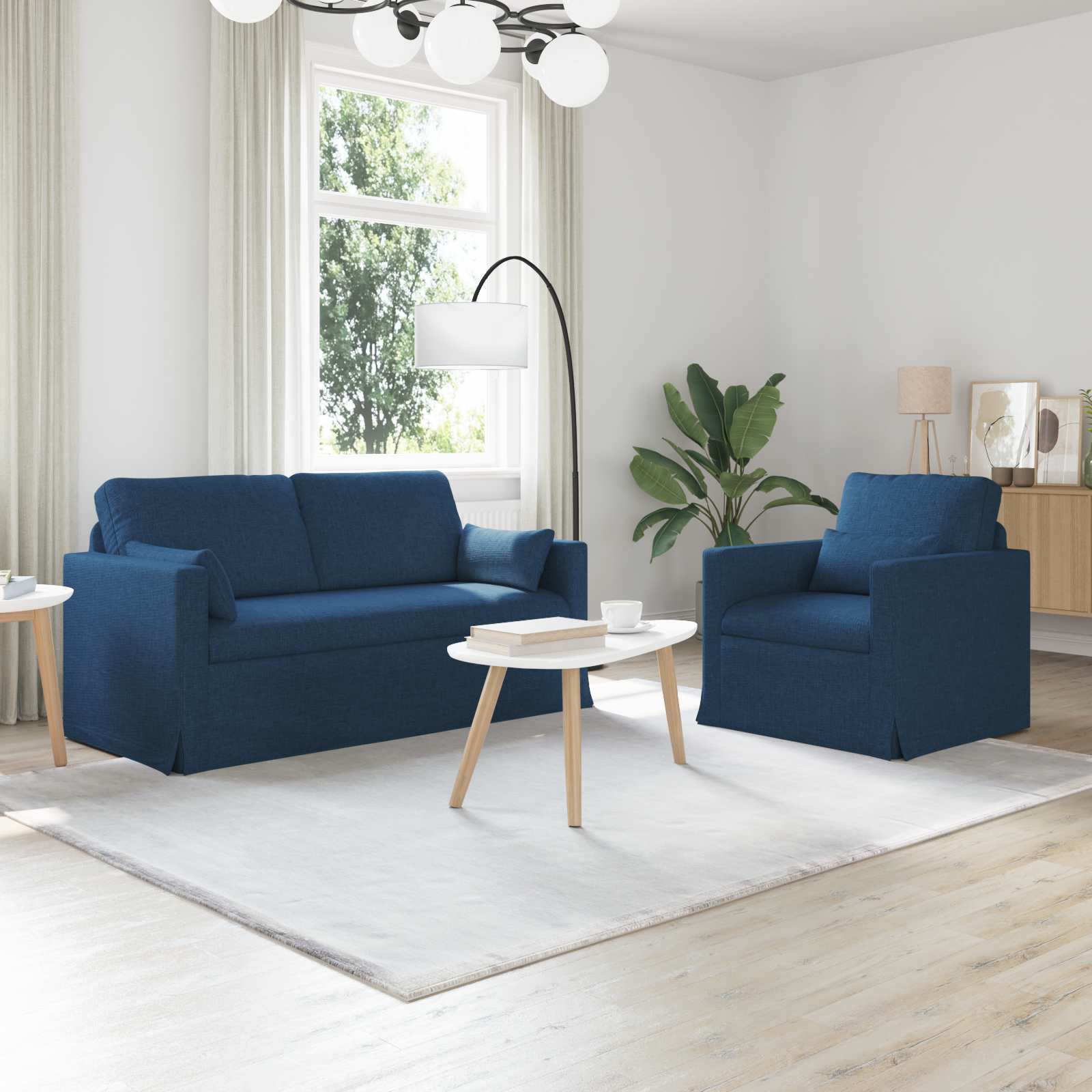 Καναπές 2 pcs Μπλε 158 x 78 x 80 εκ ύφασμα - Pakobazaar
