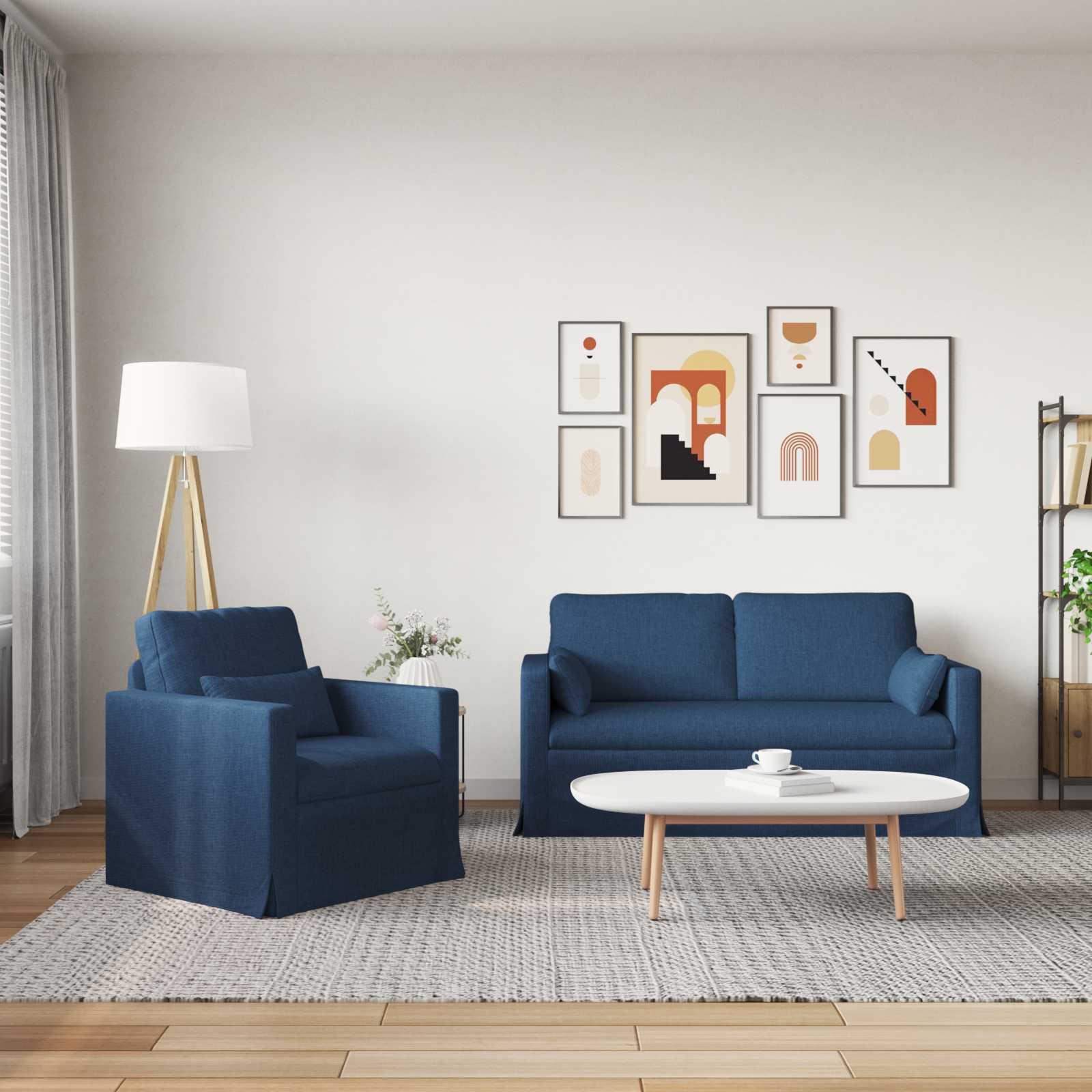 Καναπές 2 pcs Μπλε 158 x 78 x 80 εκ ύφασμα - Pakobazaar
