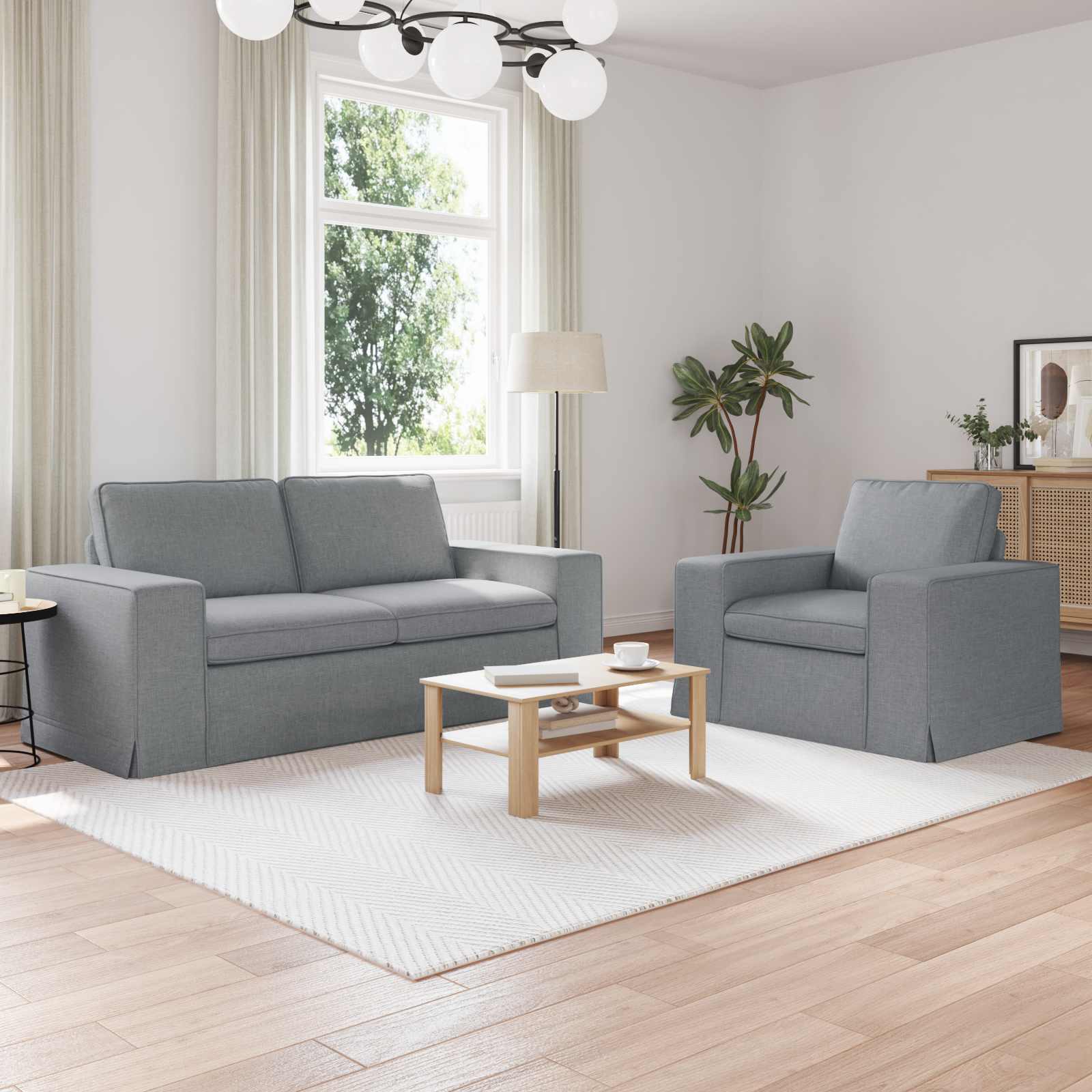 Καναπές 2 pcs Ανοιχτό γκρι 182 x 80 x 82 εκ ύφασμα - Pakobazaar