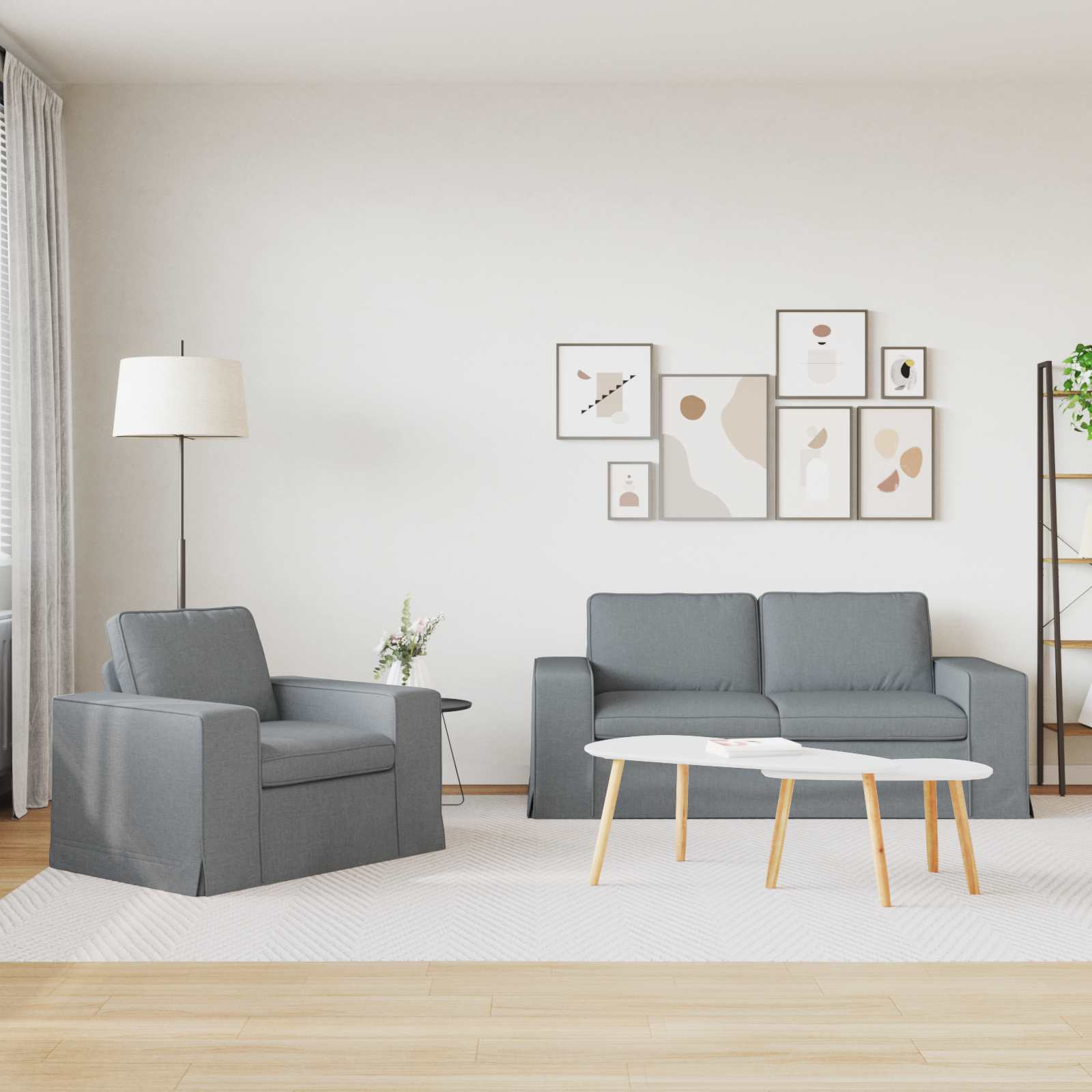Καναπές 2 pcs Ανοιχτό γκρι 182 x 80 x 82 εκ ύφασμα - Pakobazaar