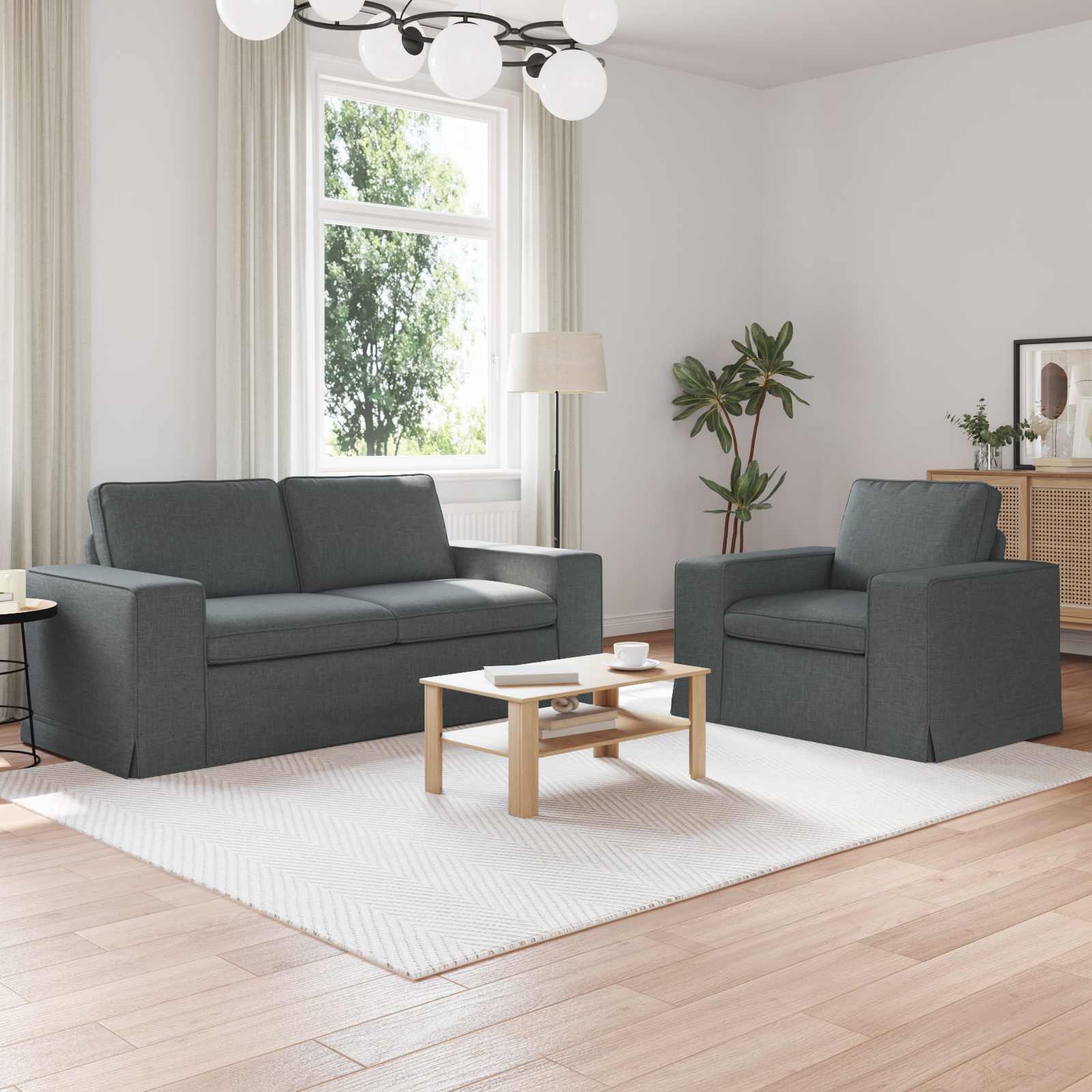 Καναπές 2 pcs Σκούρο Γκρι 182 x 80 x 82 εκ ύφασμα - Pakobazaar