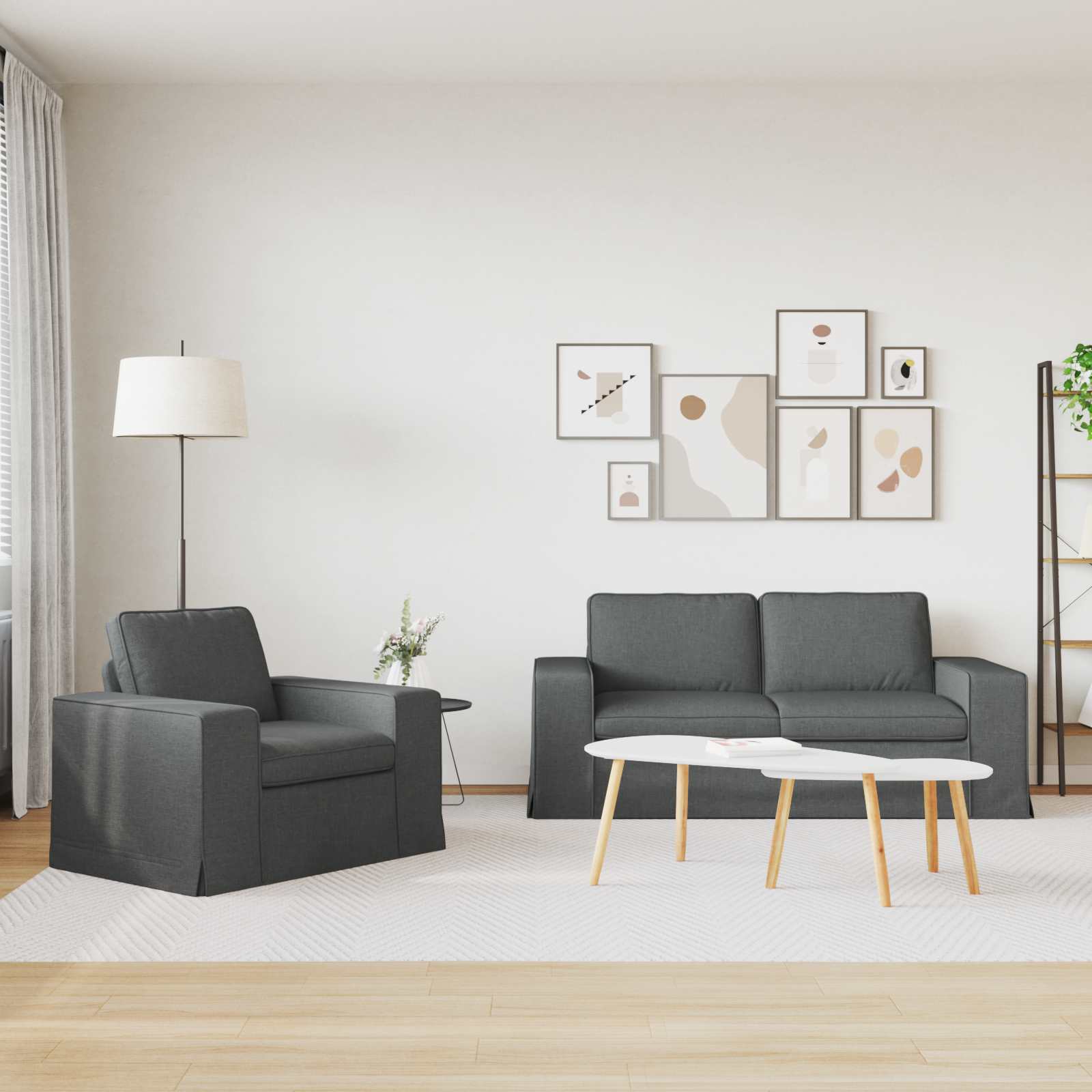 Καναπές 2 pcs Σκούρο Γκρι 182 x 80 x 82 εκ ύφασμα - Pakobazaar