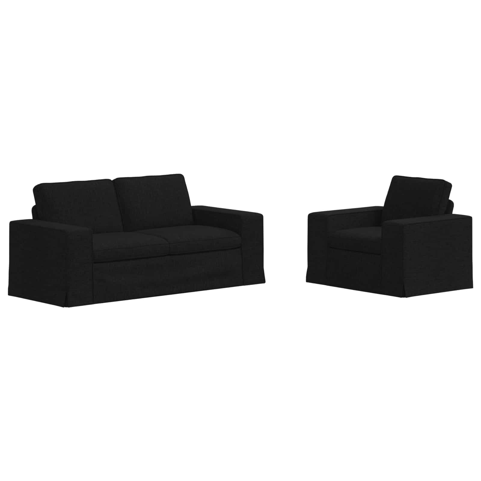 Καναπές 2 pcs Μαύρο 182 x 80 x 82 εκ ύφασμα - Pakobazaar