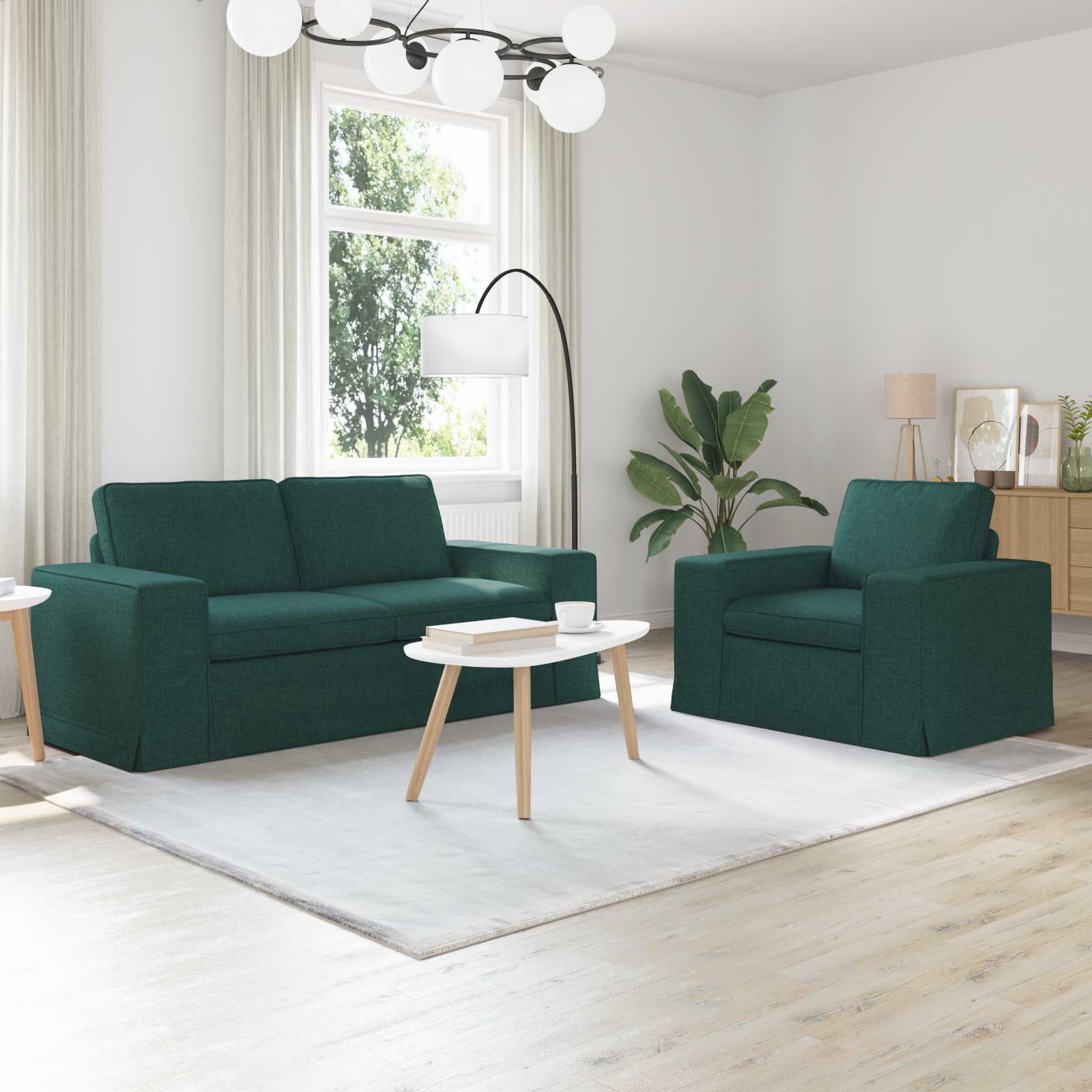 Καναπές 2 pcs Σκούρο Πράσινο 182 x 80 x 82 εκ ύφασμα - Pakobazaar