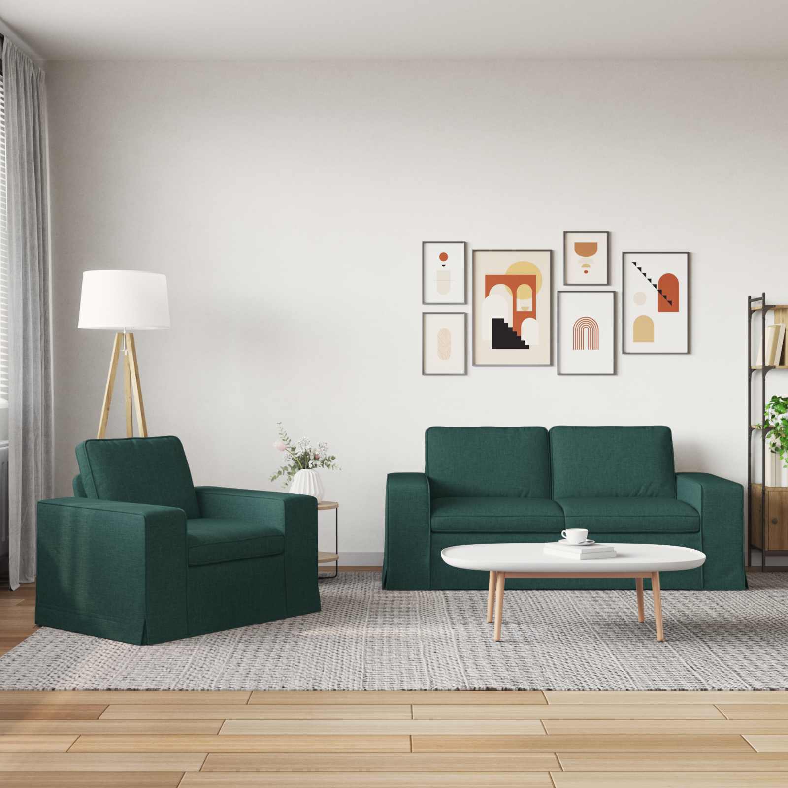 Καναπές 2 pcs Σκούρο Πράσινο 182 x 80 x 82 εκ ύφασμα - Pakobazaar