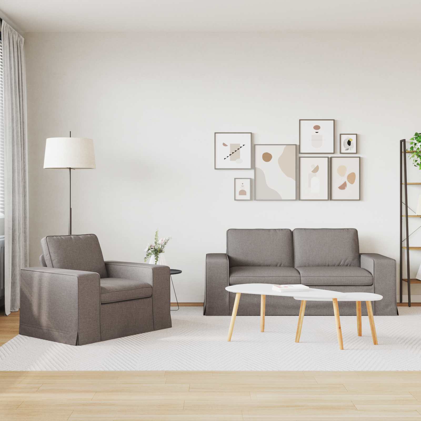 Καναπές 2 pcs Taupe 182 x 80 x 82 εκ ύφασμα - Pakobazaar