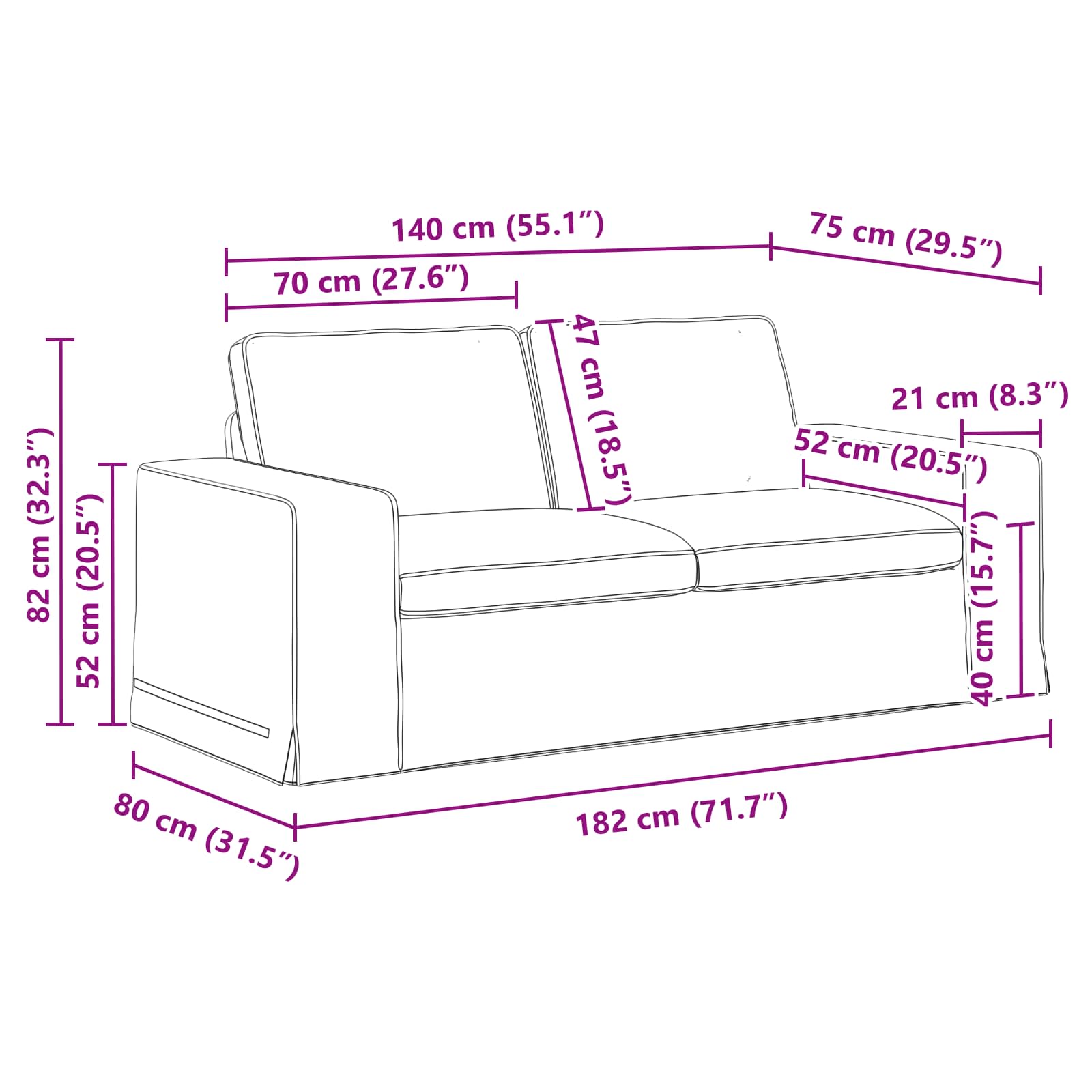 Καναπές 2 pcs Taupe 182 x 80 x 82 εκ ύφασμα - Pakobazaar